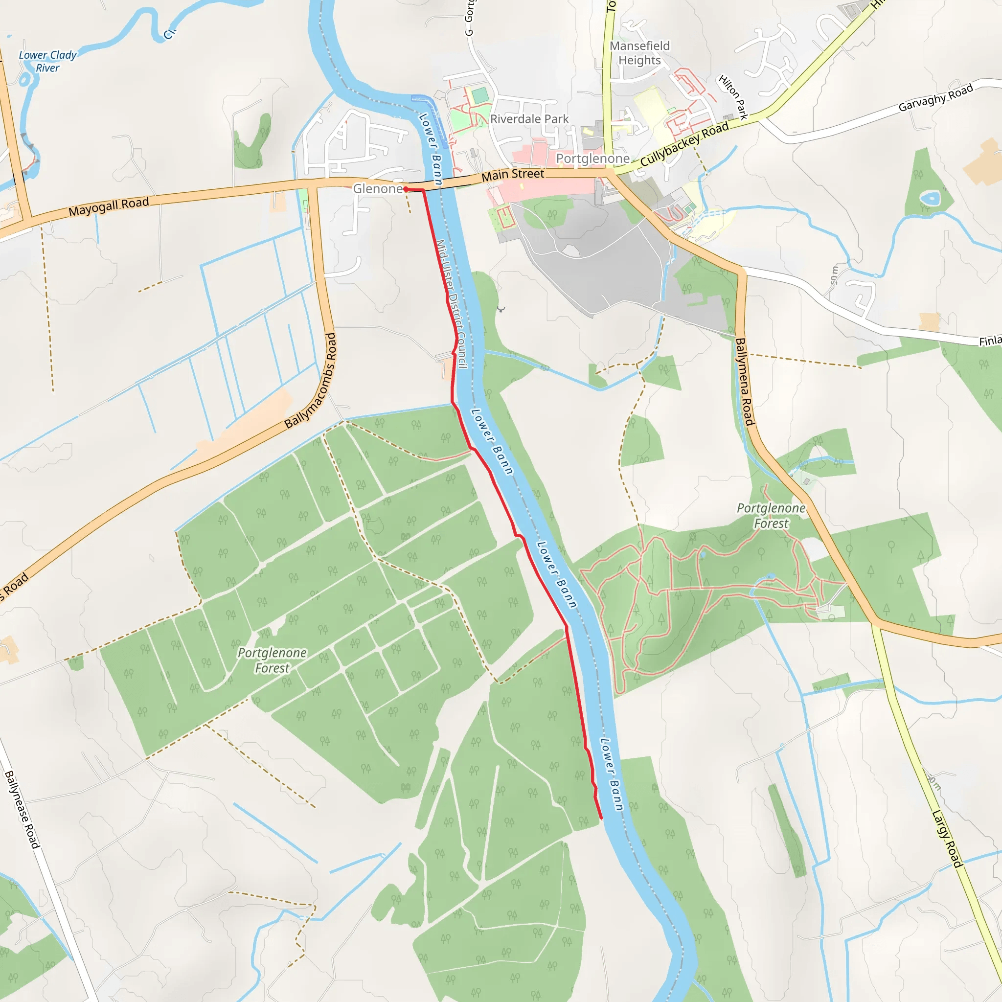 Glenone Riverside Walk mobile static map