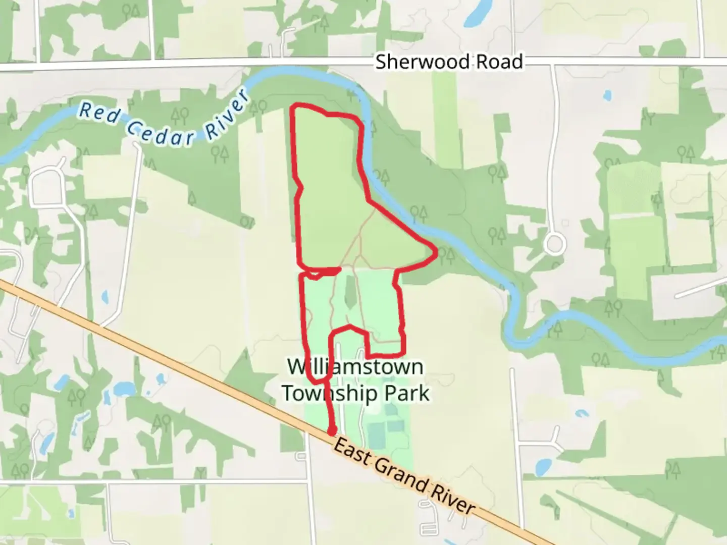 An image depicting the trail Williamstown Township Park Loop and its surrounding area.