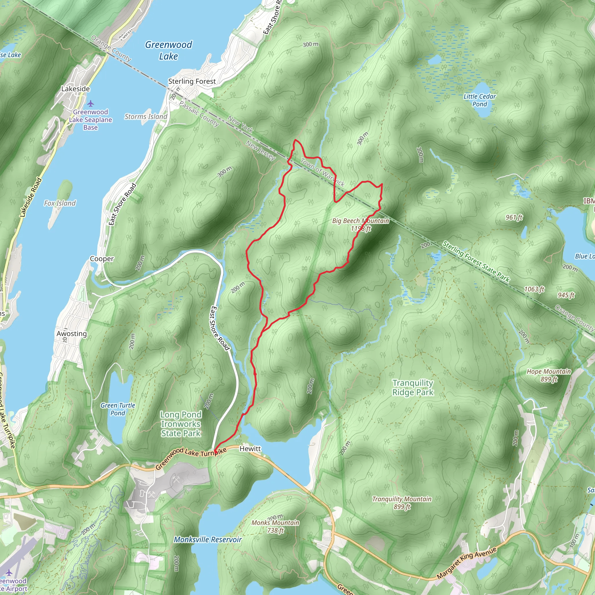 Highlands, Sterling Ridge and Jennings Hollow Loop Trail mobile static map