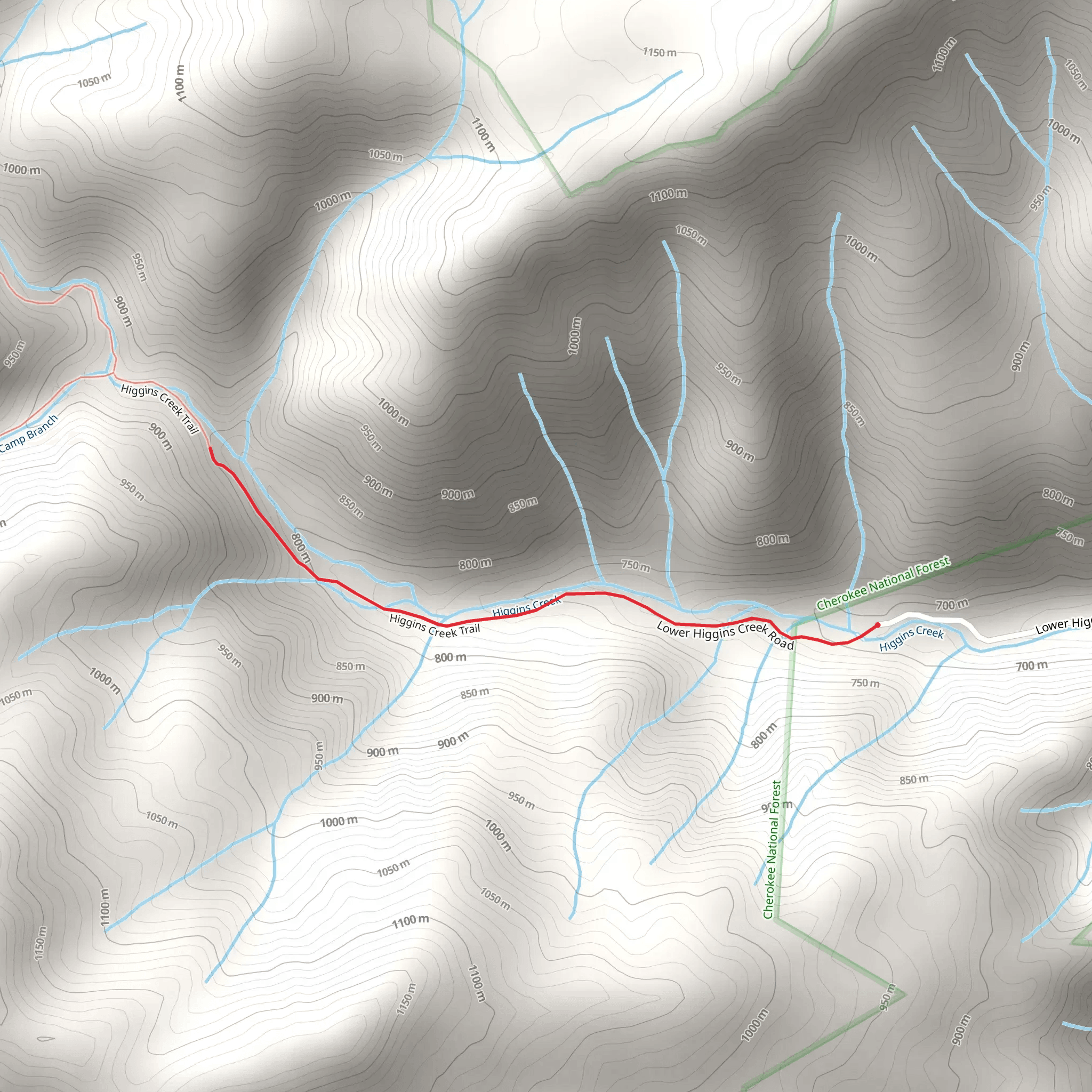 Higgins Creek Trail from Lower Higgins Creek Road mobile static map