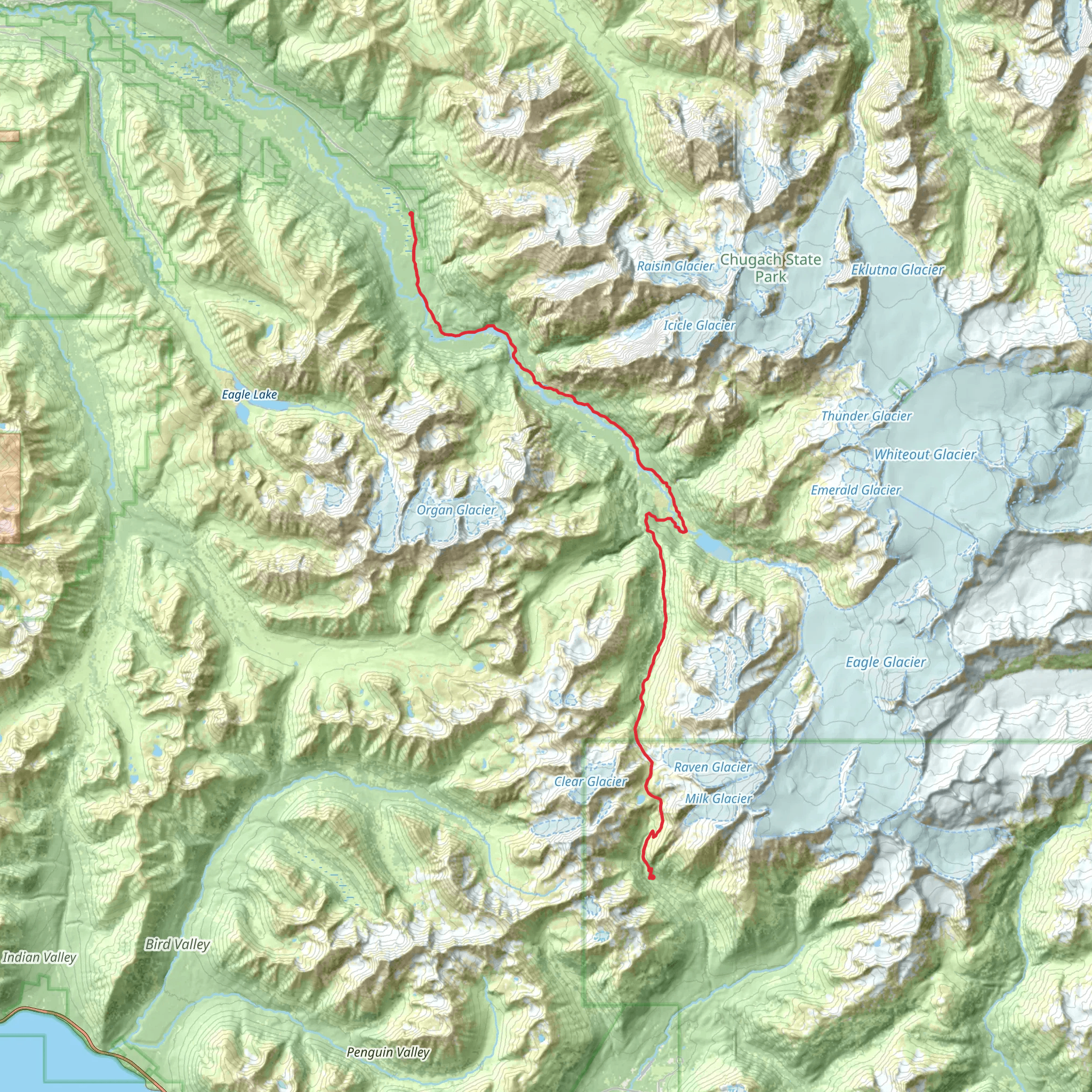 Eagle River via Crow Pass Trail mobile static map