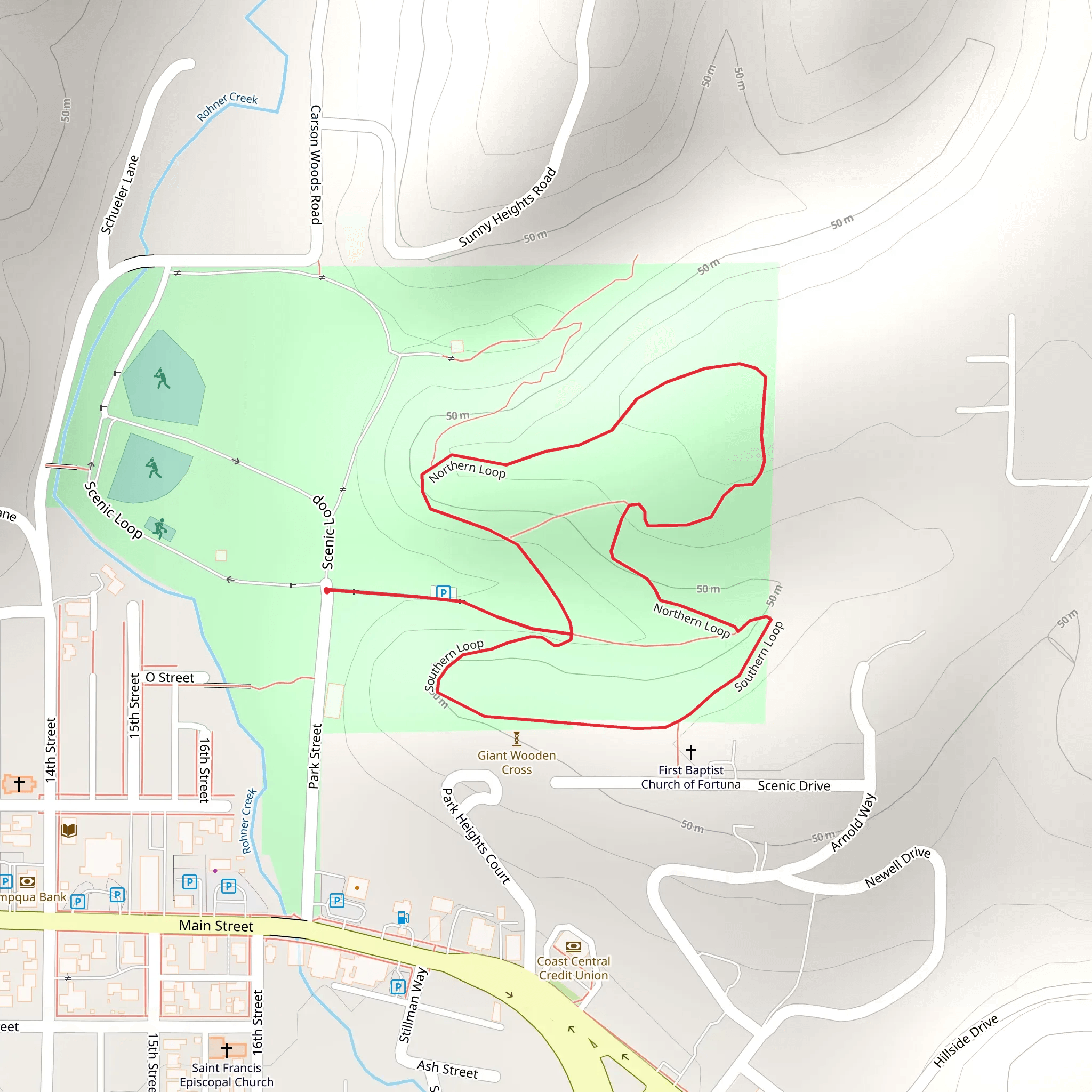 Rohner Park Loop mobile static map