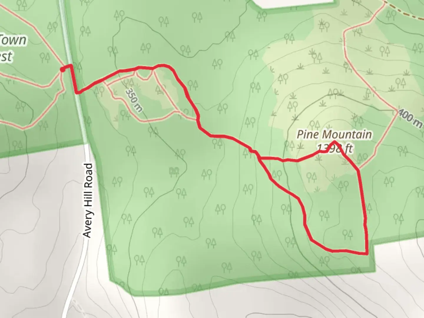 An image depicting the trail Pine Mountain via Arlene Frances Morse Trail and its surrounding area.