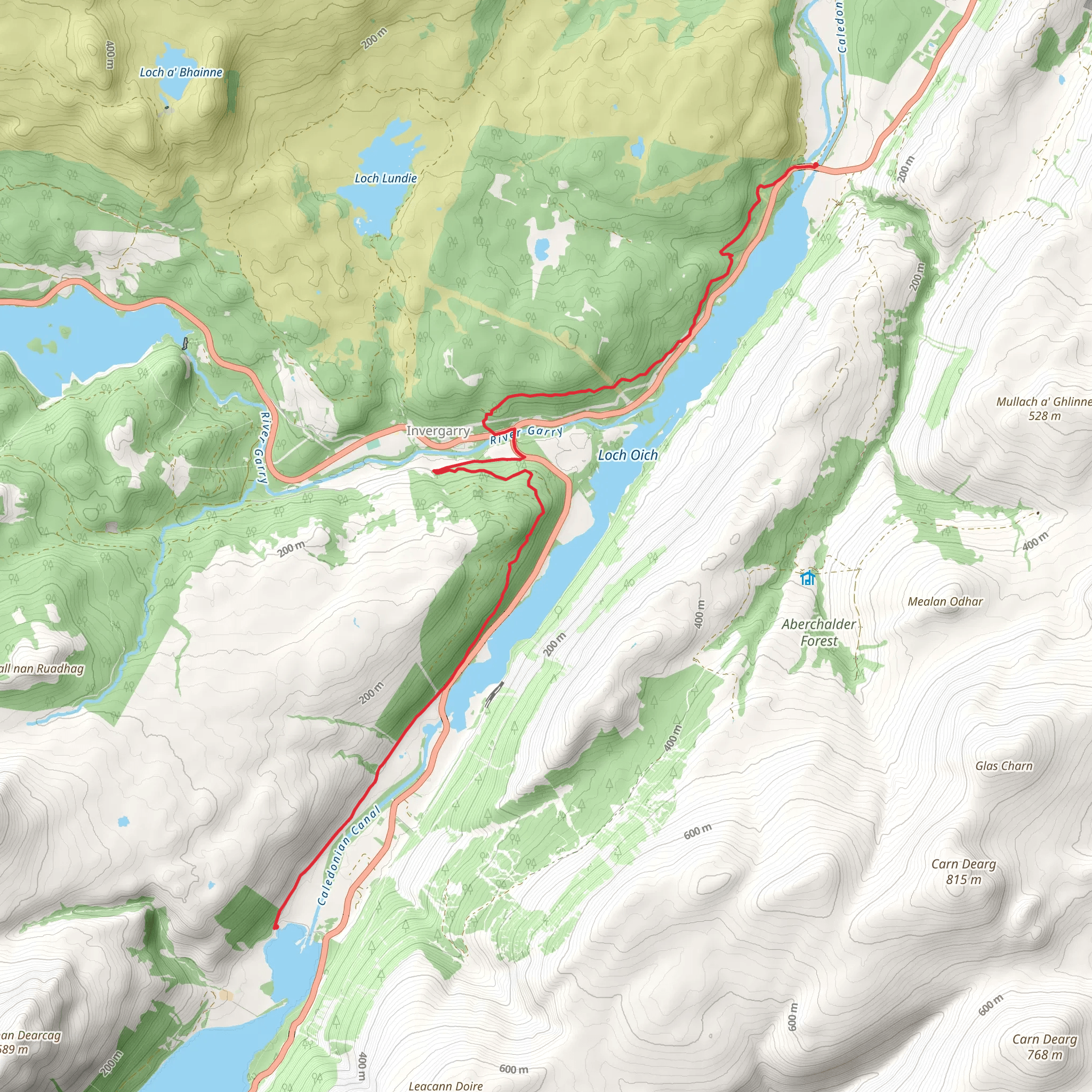 Laggan to Aberchalder via Great Glen Way mobile static map