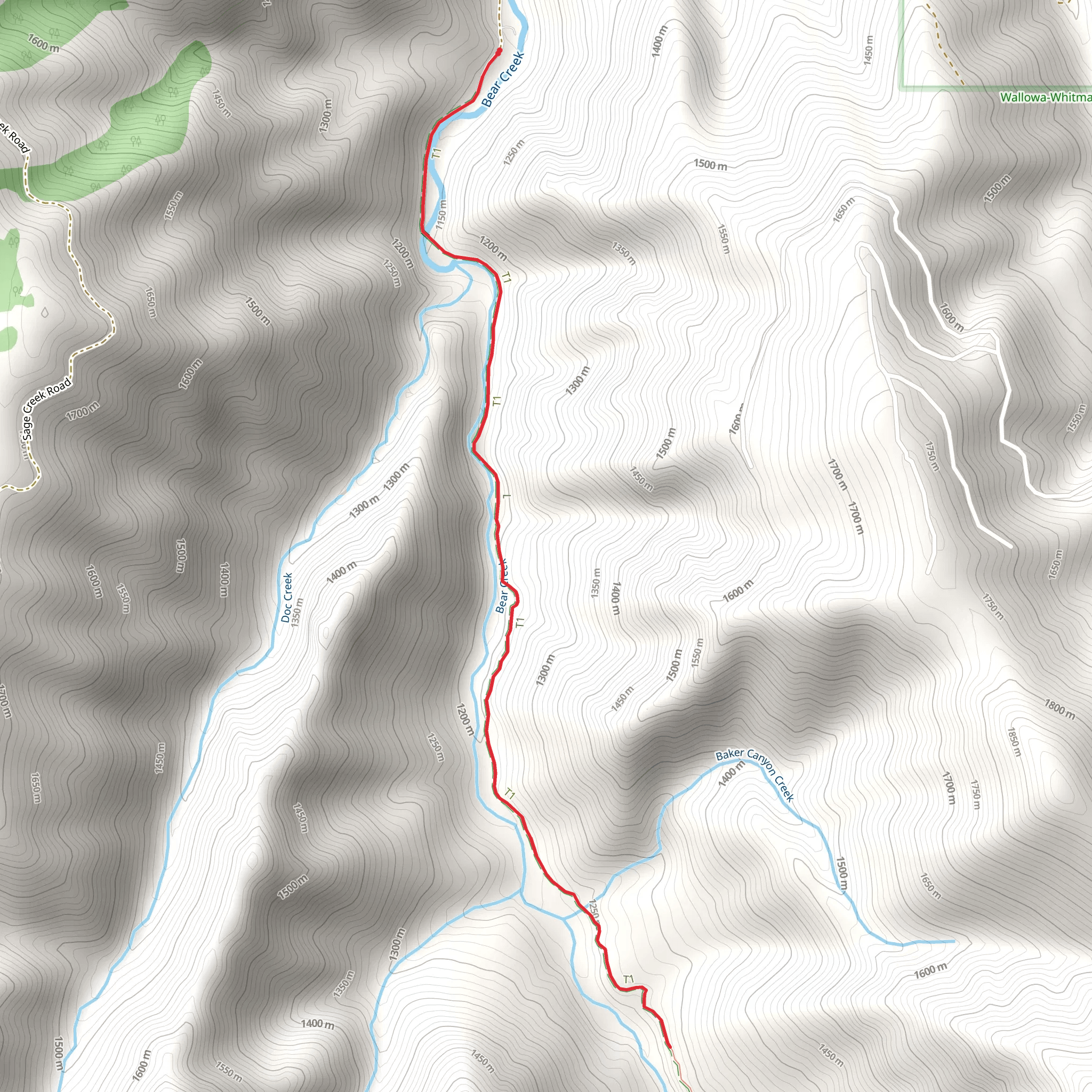 Bear Creek Trail mobile static map