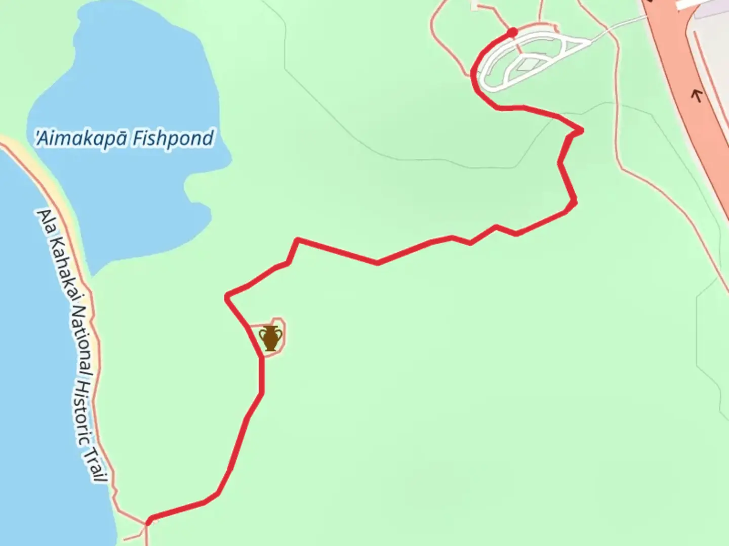 An image depicting the trail Ala Mauka Makai Out and Back and its surrounding area.