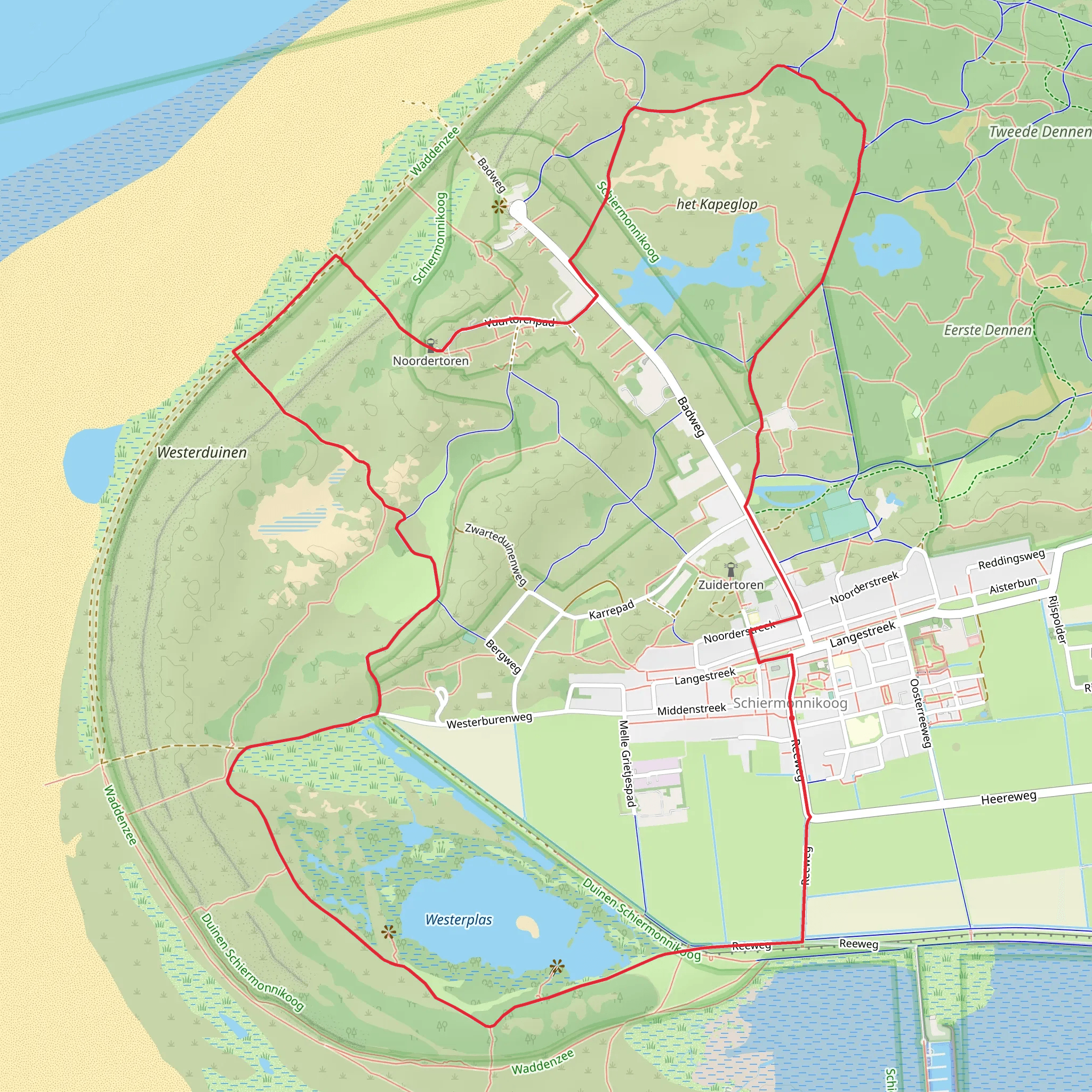 Westerplas via Scheepstraped, Bospad, Berg Weg and Westerburen Weg mobile static map