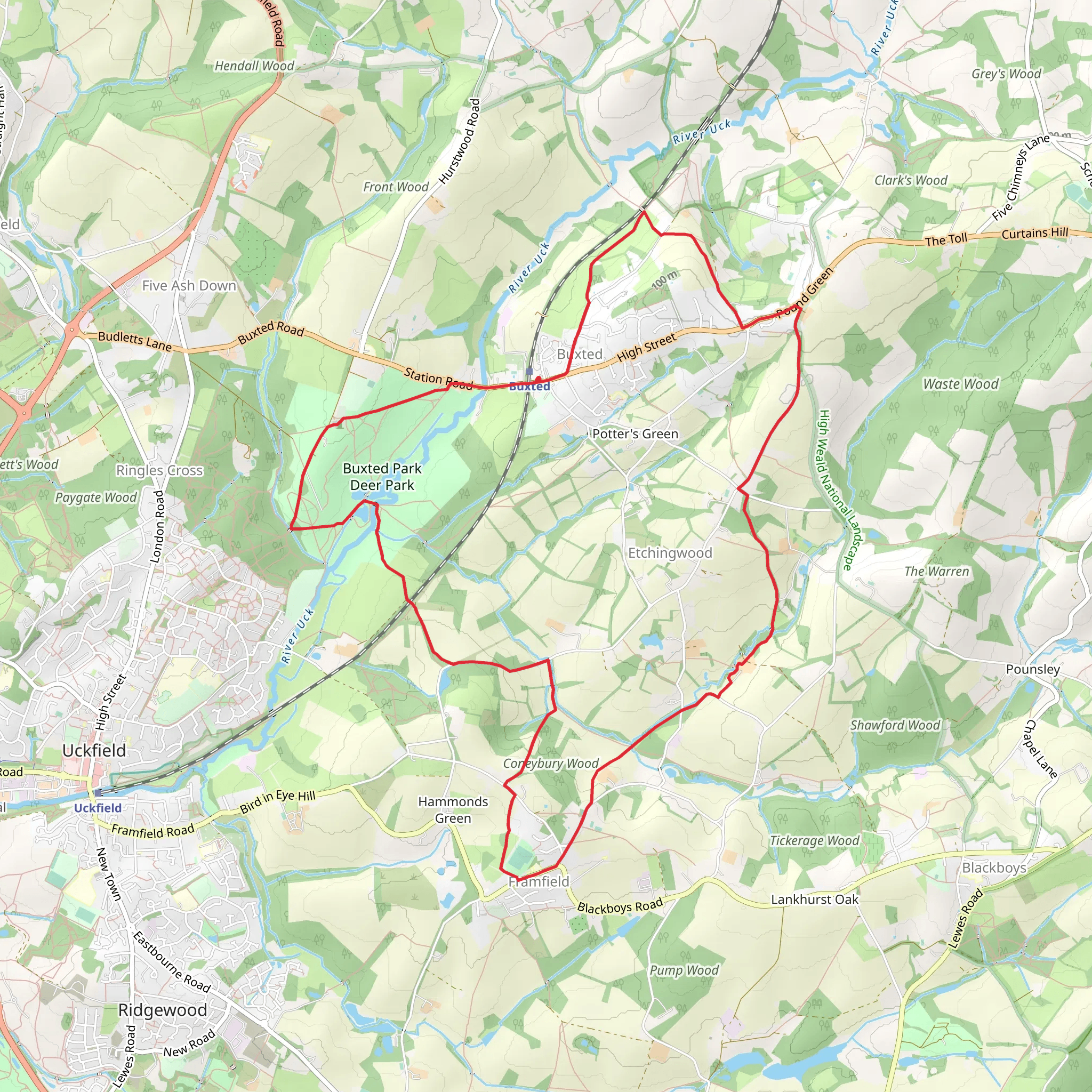 Buxted Park Deer Park and Coneybury Wood mobile static map