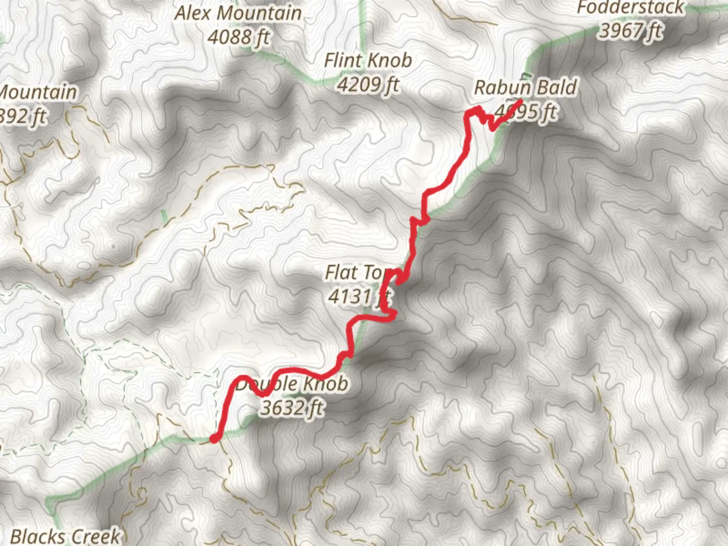 An image depicting the trail Rabun Bald from Walnut Fork and its surrounding area.