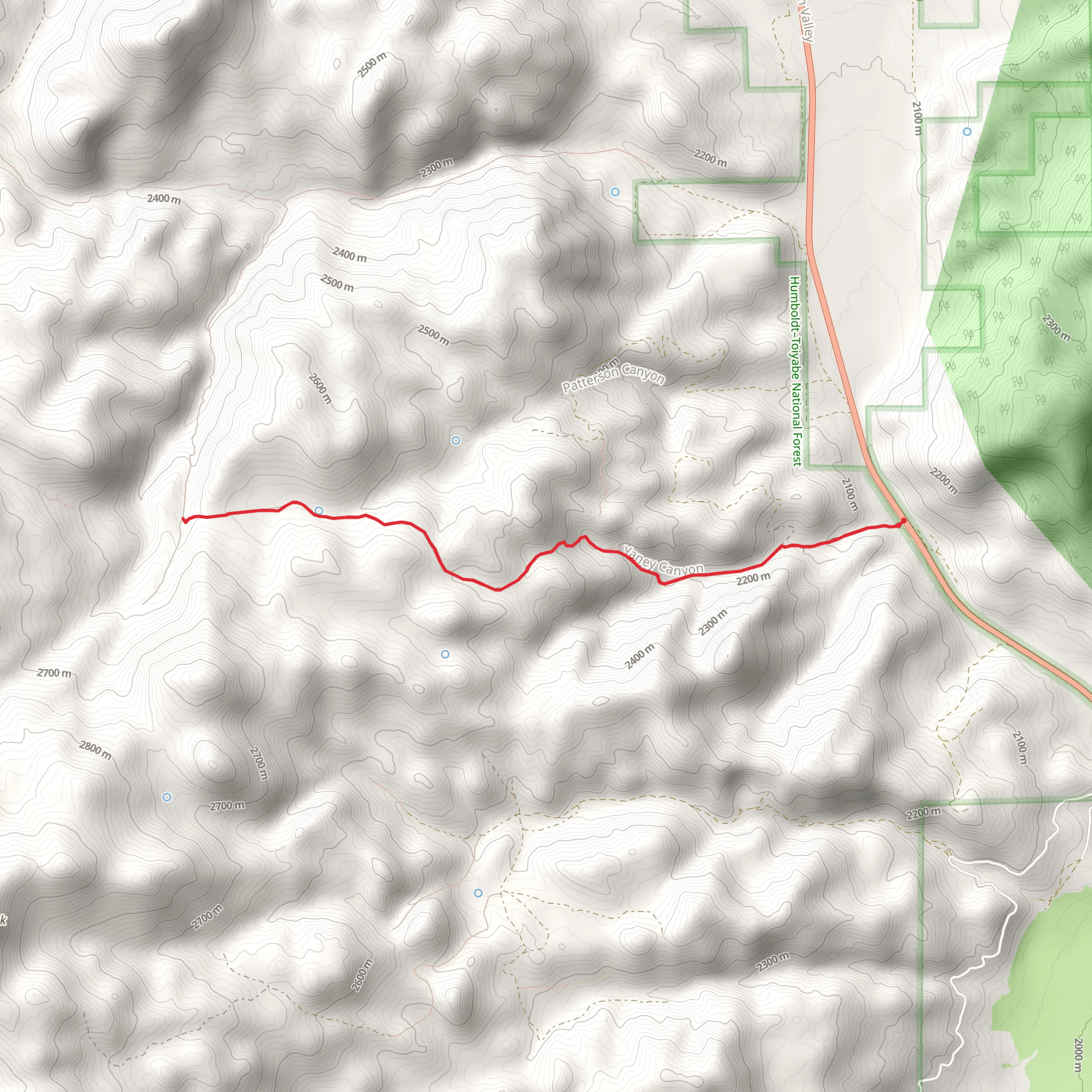 Yaney Canyon Trail mobile static map