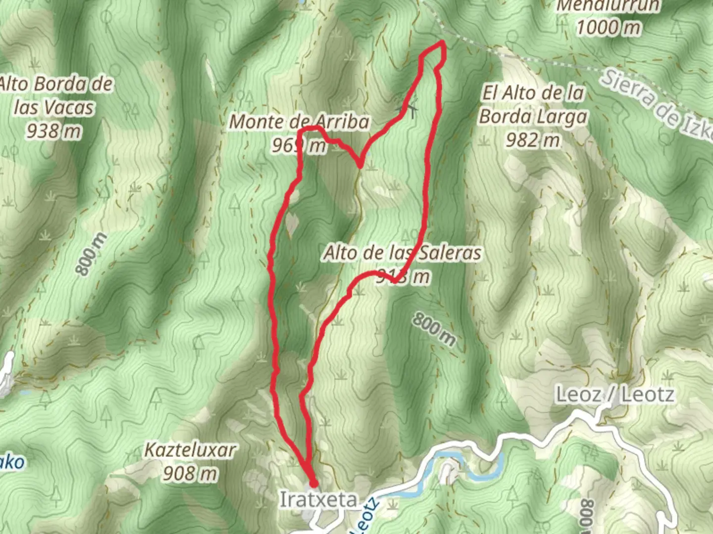 An image depicting the trail Iturrixikin - Monte de Arriba PR NA 194 and its surrounding area.