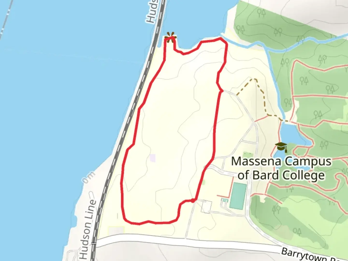 An image depicting the trail Hudson River Loop Trail via Seminary Drive and its surrounding area.