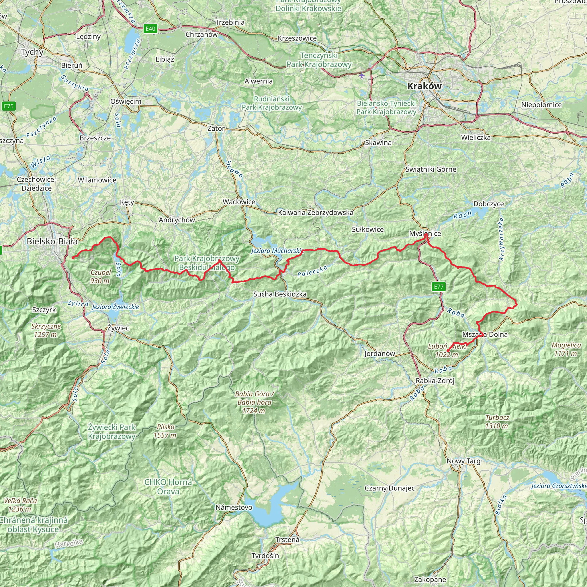 Little Beskid Trail mobile static map