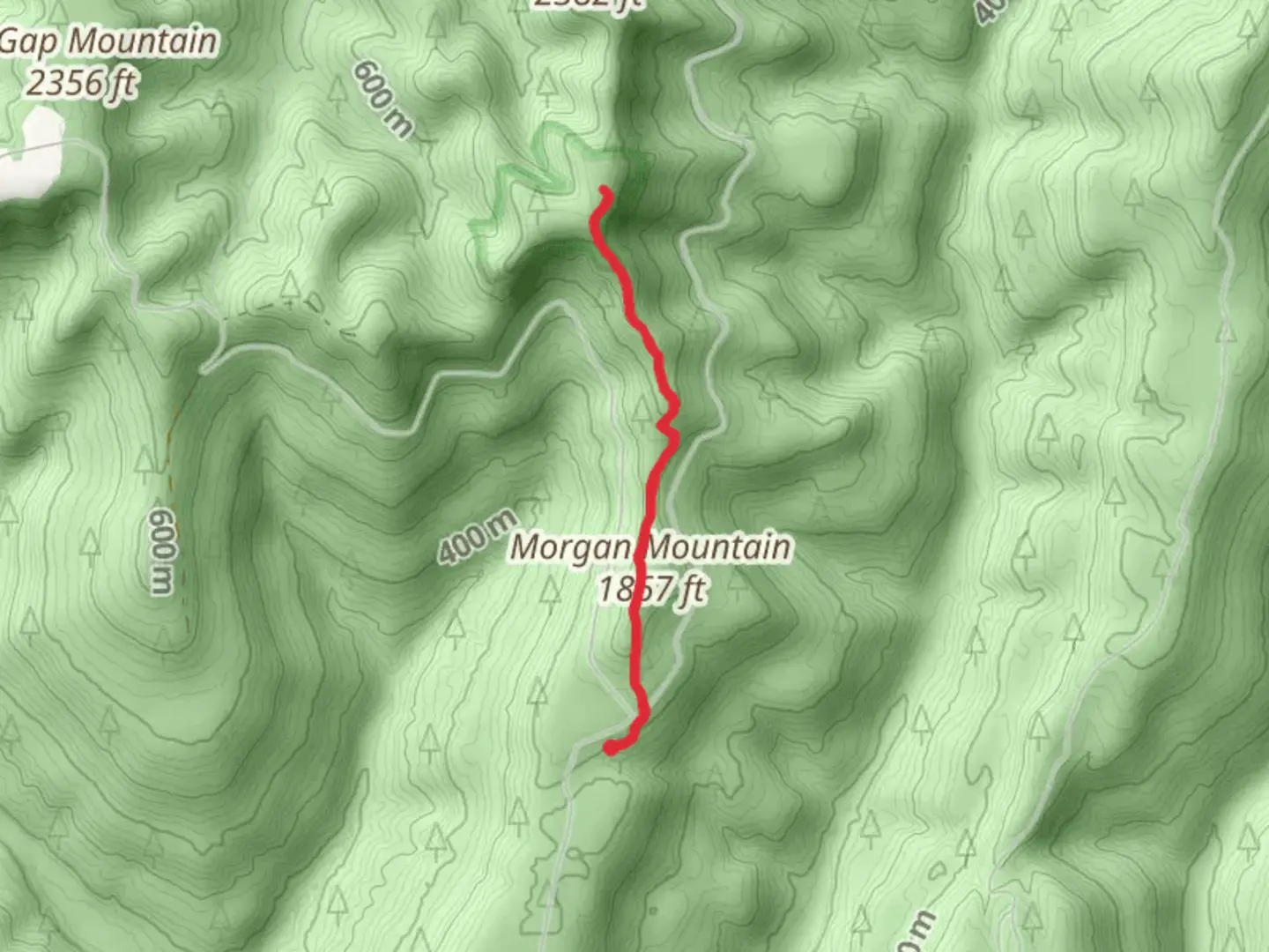 An image depicting the trail Hare Mountain Overlook via Morgan Mountain and its surrounding area.