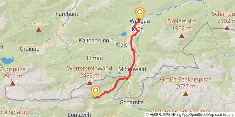 Jakobsweg Isar-Loisach-Leutascher Ache-Inn stage 5 Map