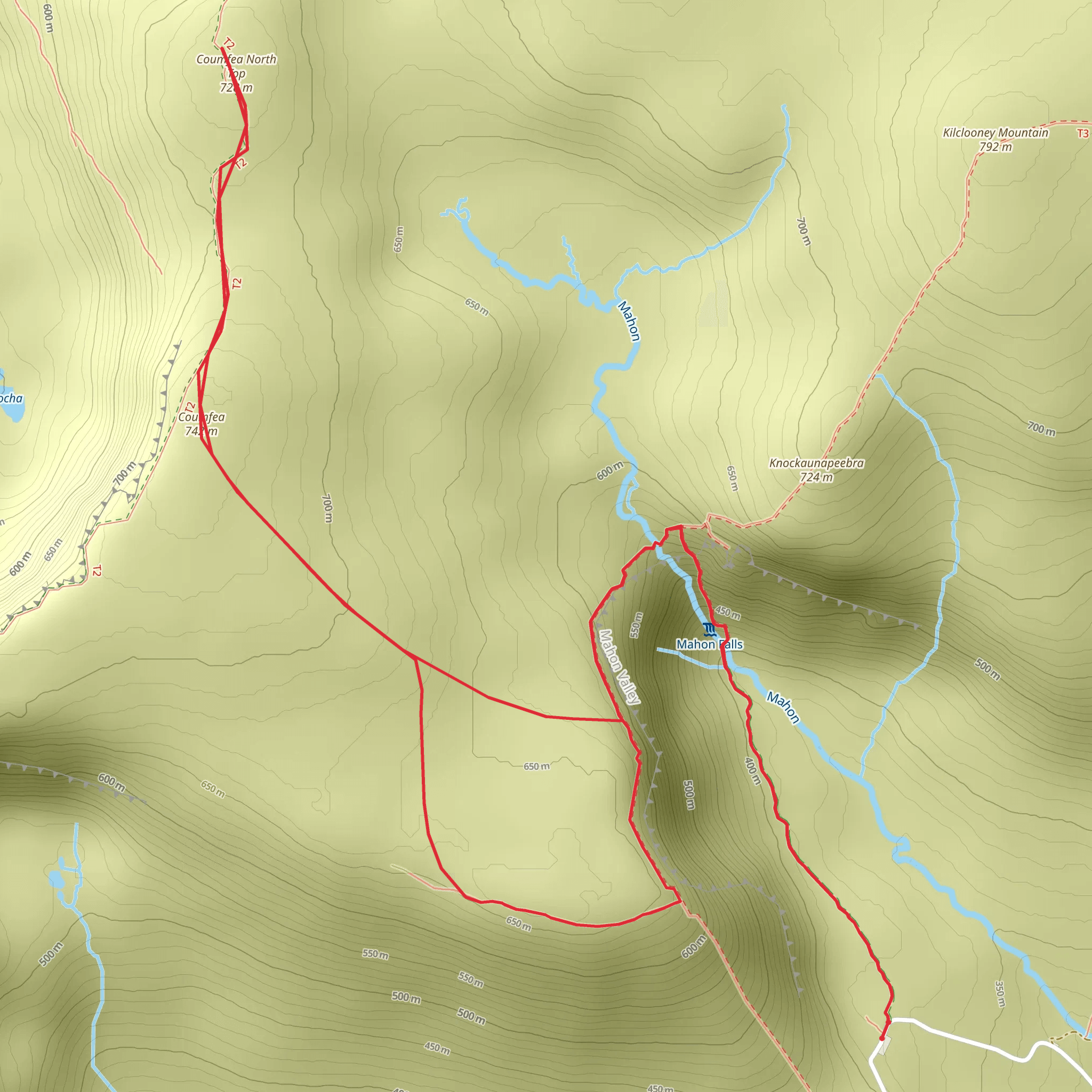 Mahon Falls and Coumfea mobile static map
