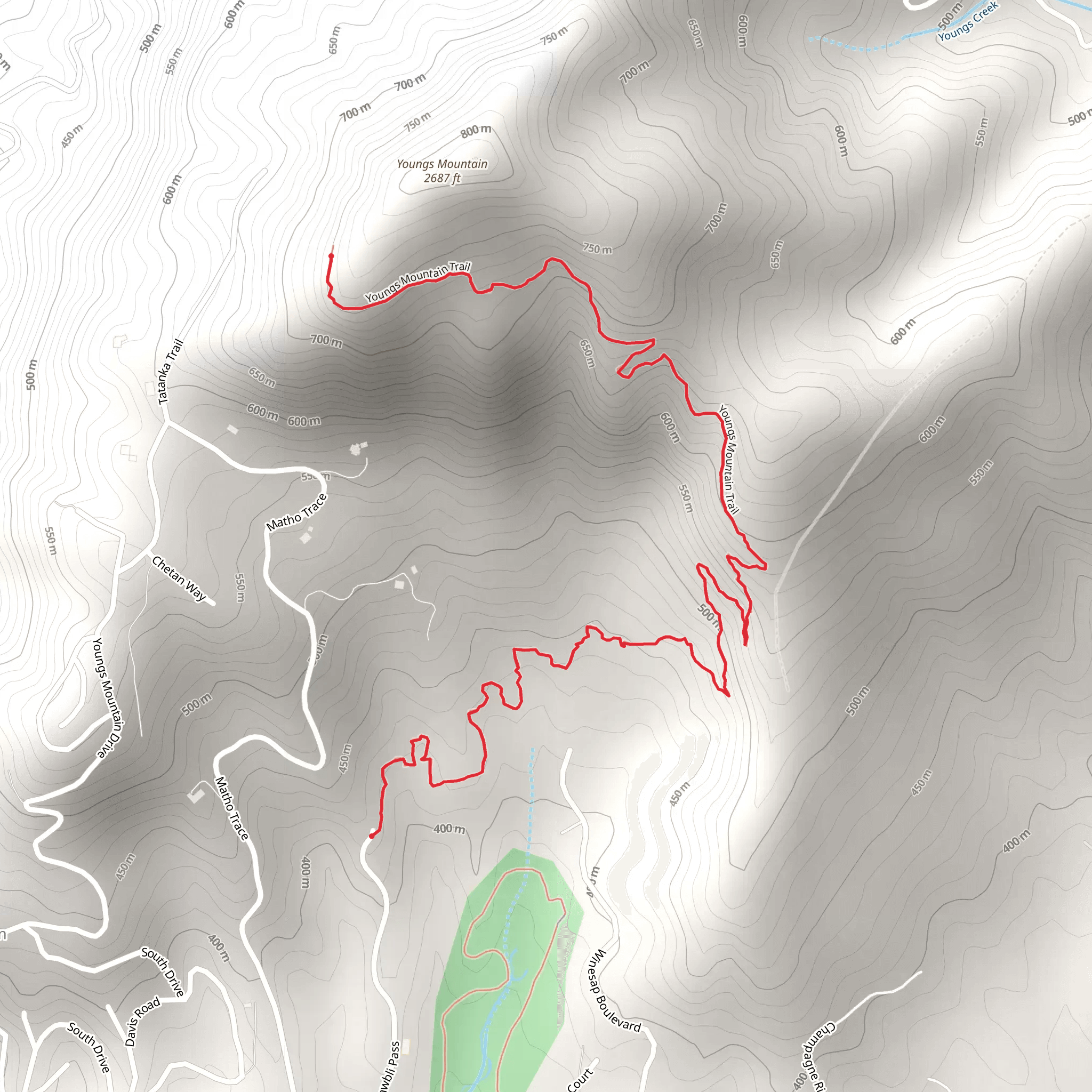 Youngs Mountain Trail mobile static map