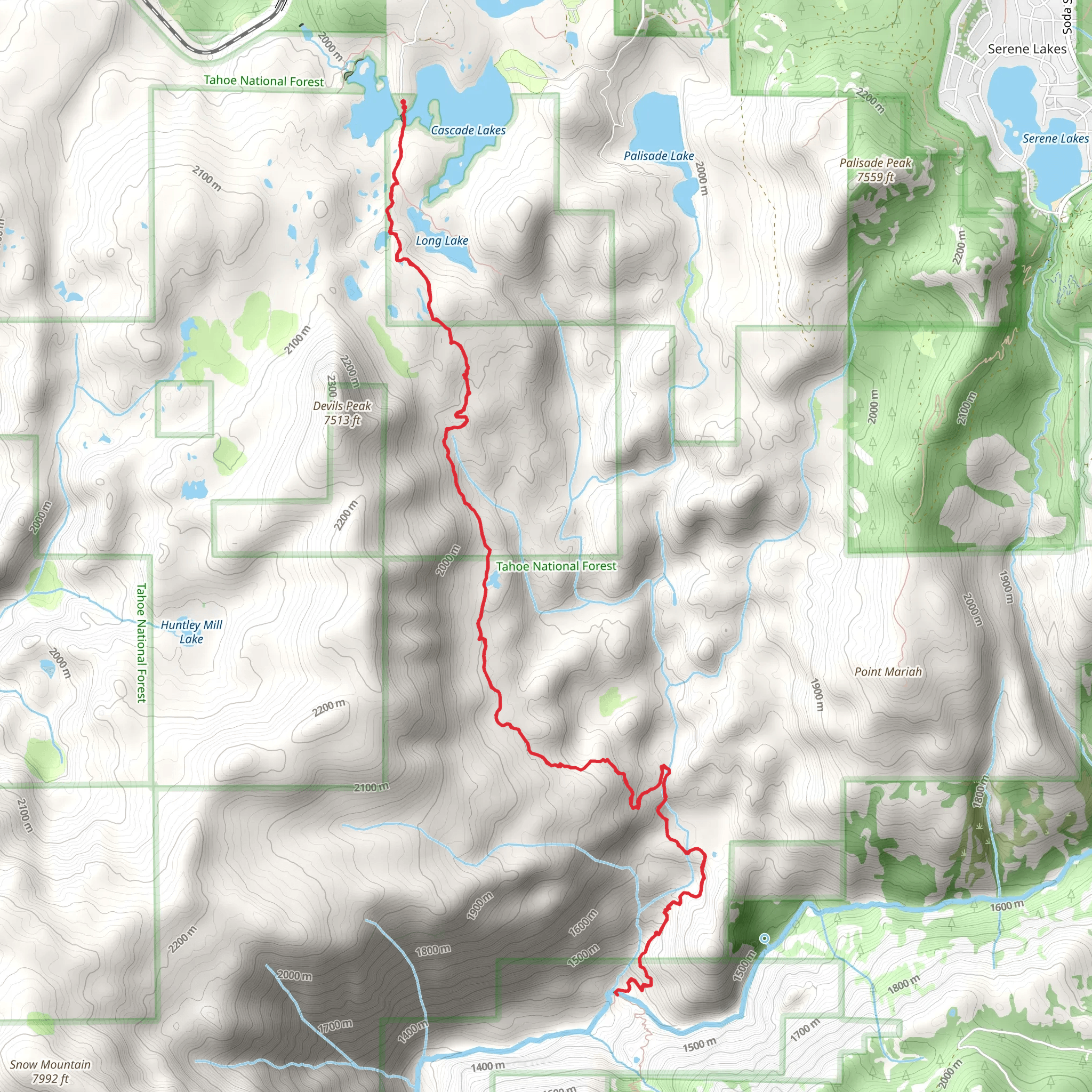 Cascade Lake and Long Lake mobile static map