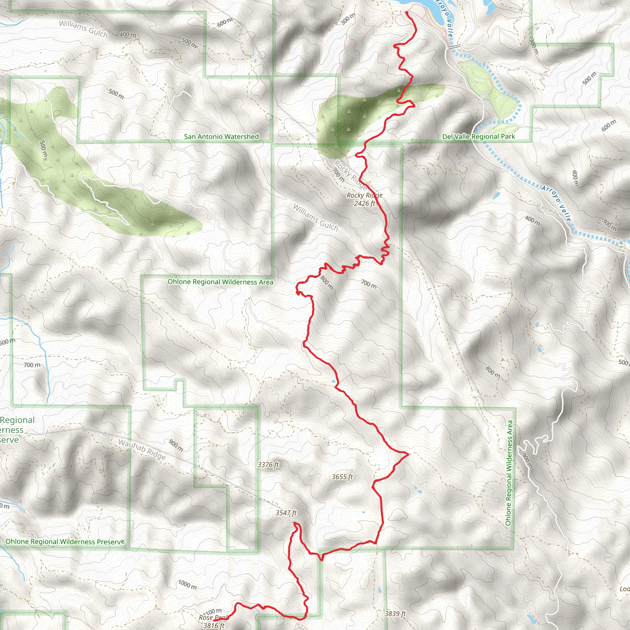 Rose Peak via Sailor Camp Trail mobile static map
