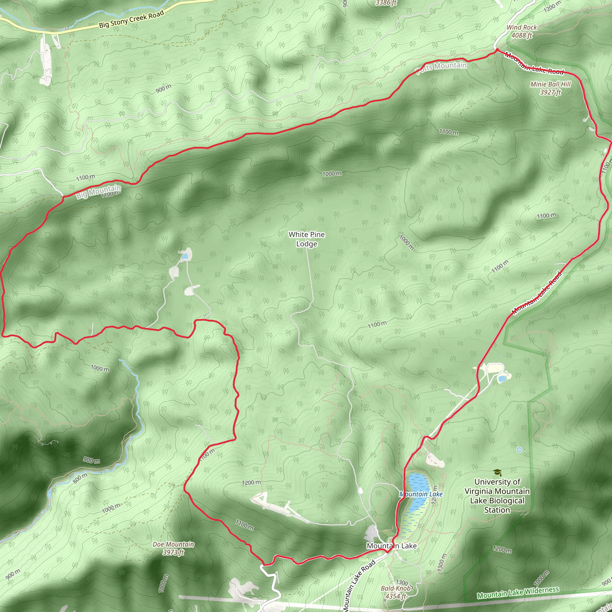 Mountain Lake and Salt Sulphur Springs Turnpike and Little Meadow Road Loop mobile static map