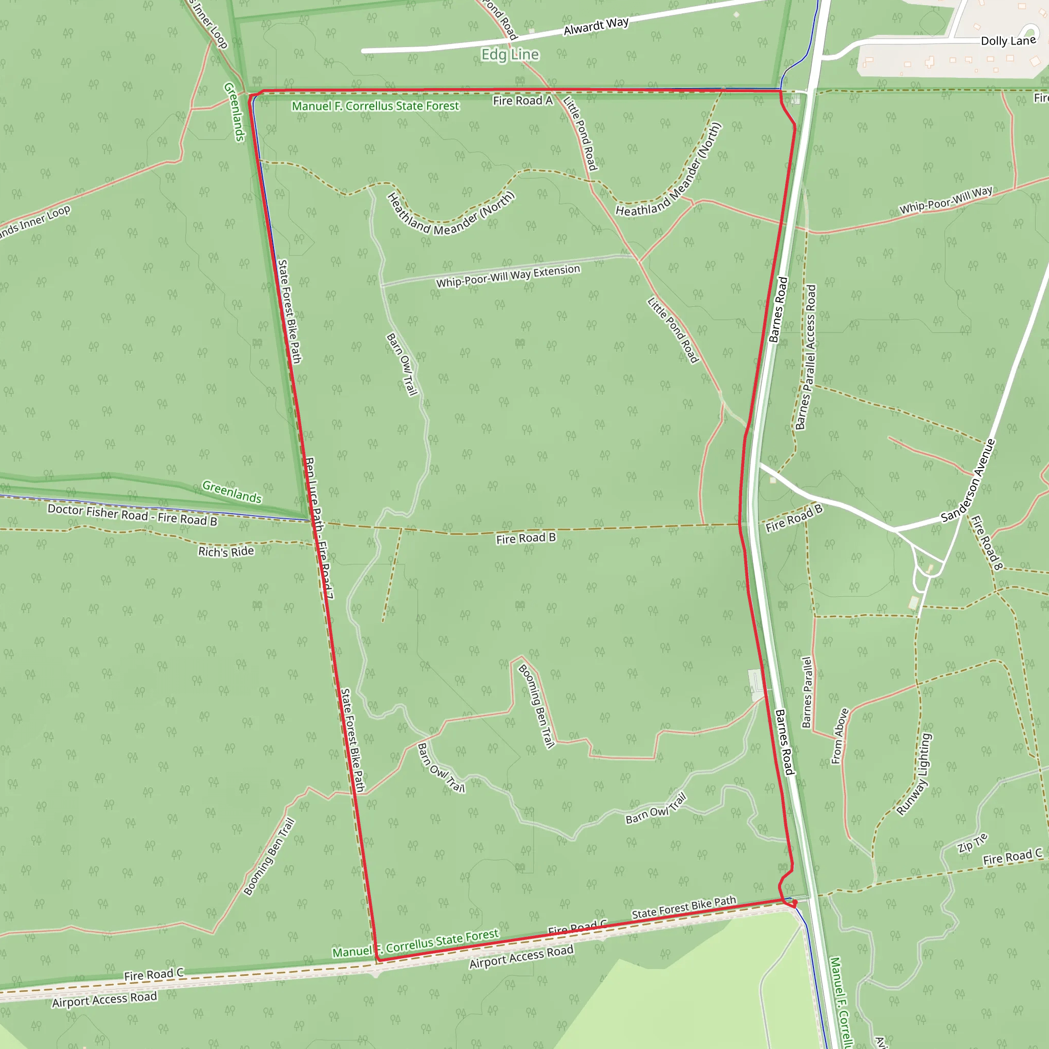 Manuel F Correllus State Forest Loop mobile static map
