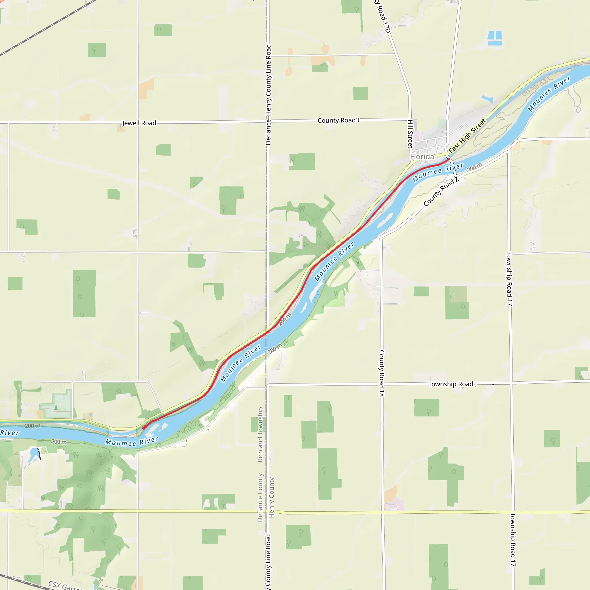 Maumee River via Buckeye Trail mobile static map