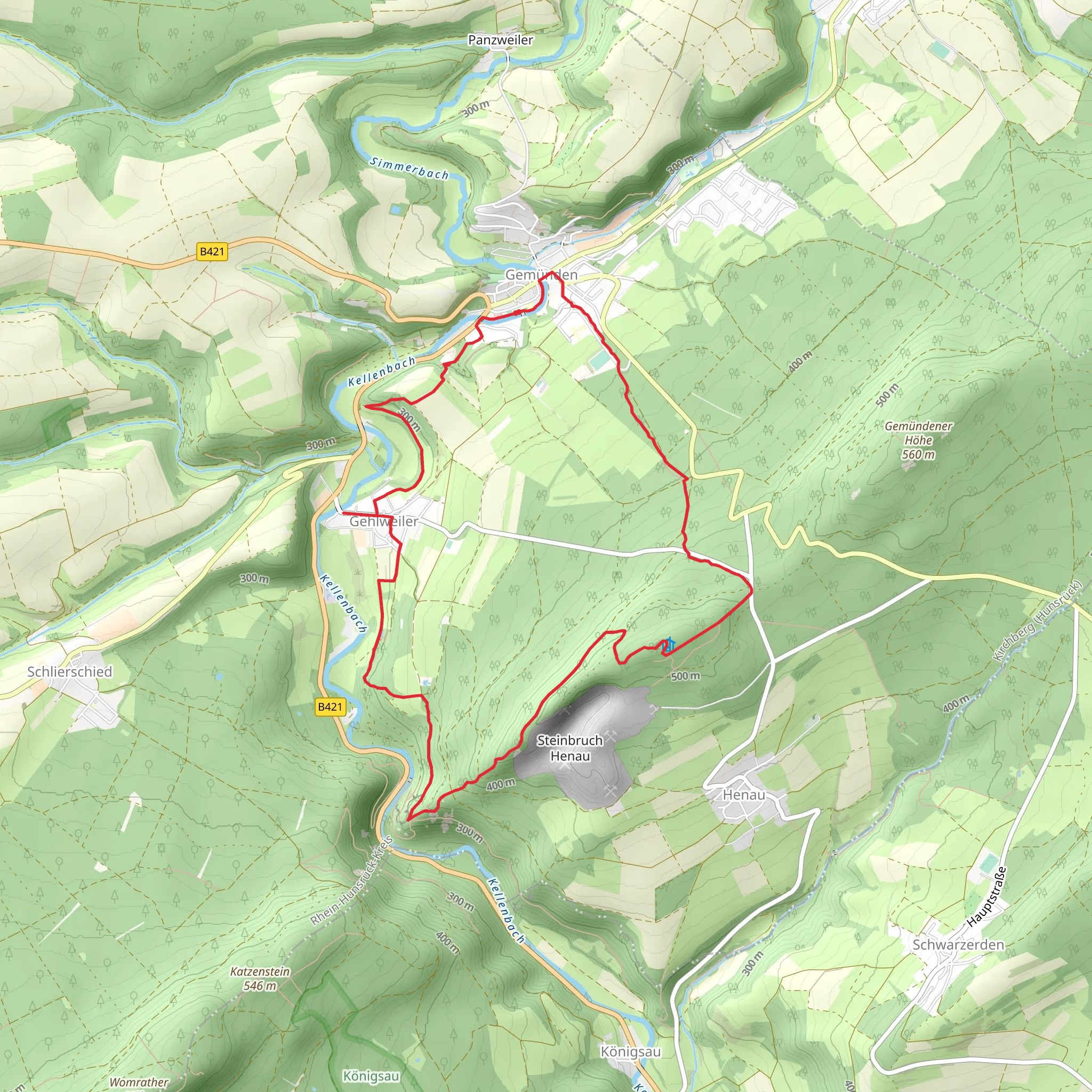 Bergfried Koppenstein and Aussichtskanzel Alter Steinbruc via Traumschleife Heimat mobile static map