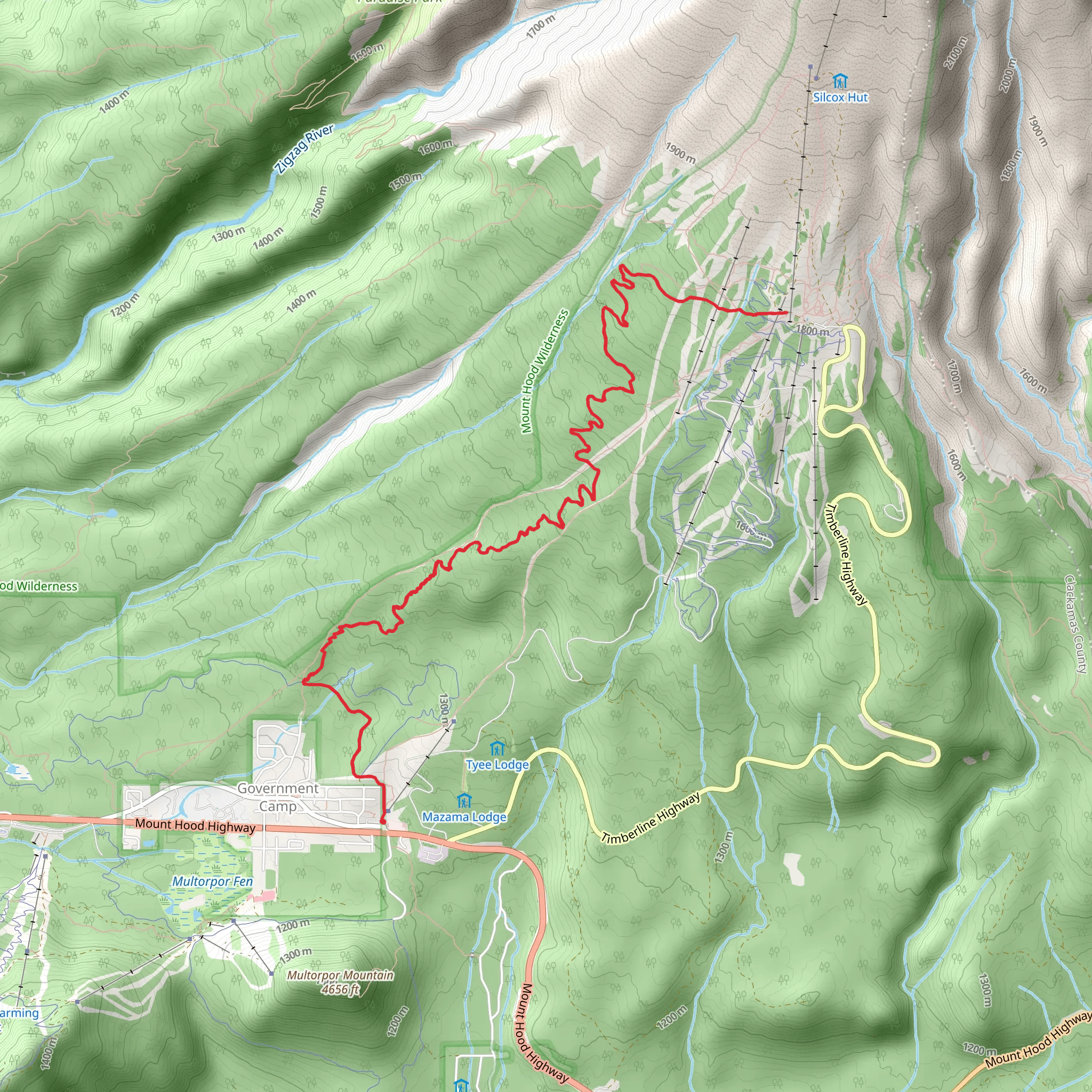 Timberline To Town Trail mobile static map