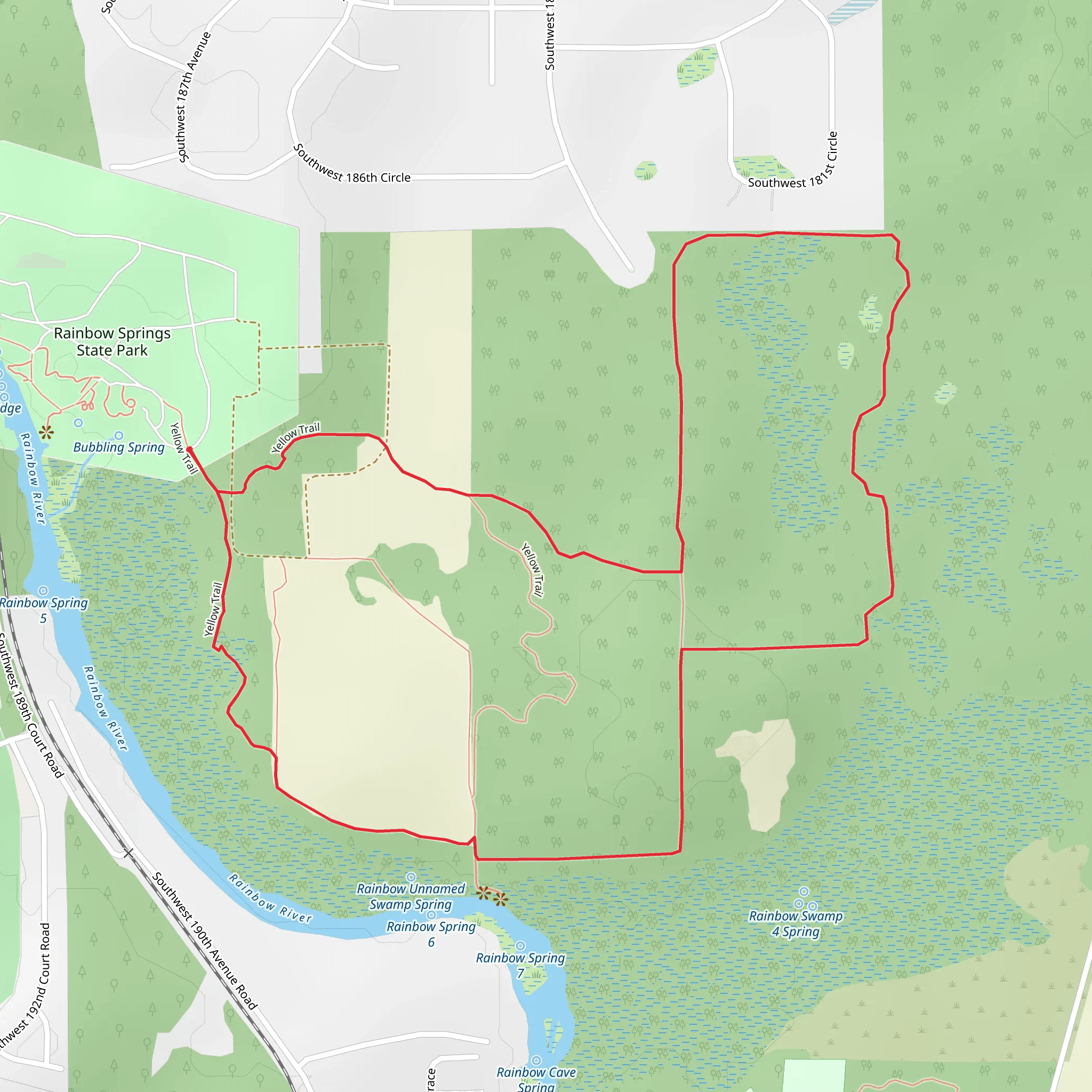 Yellow Loop Trail - Rainbow Springs State Park mobile static map