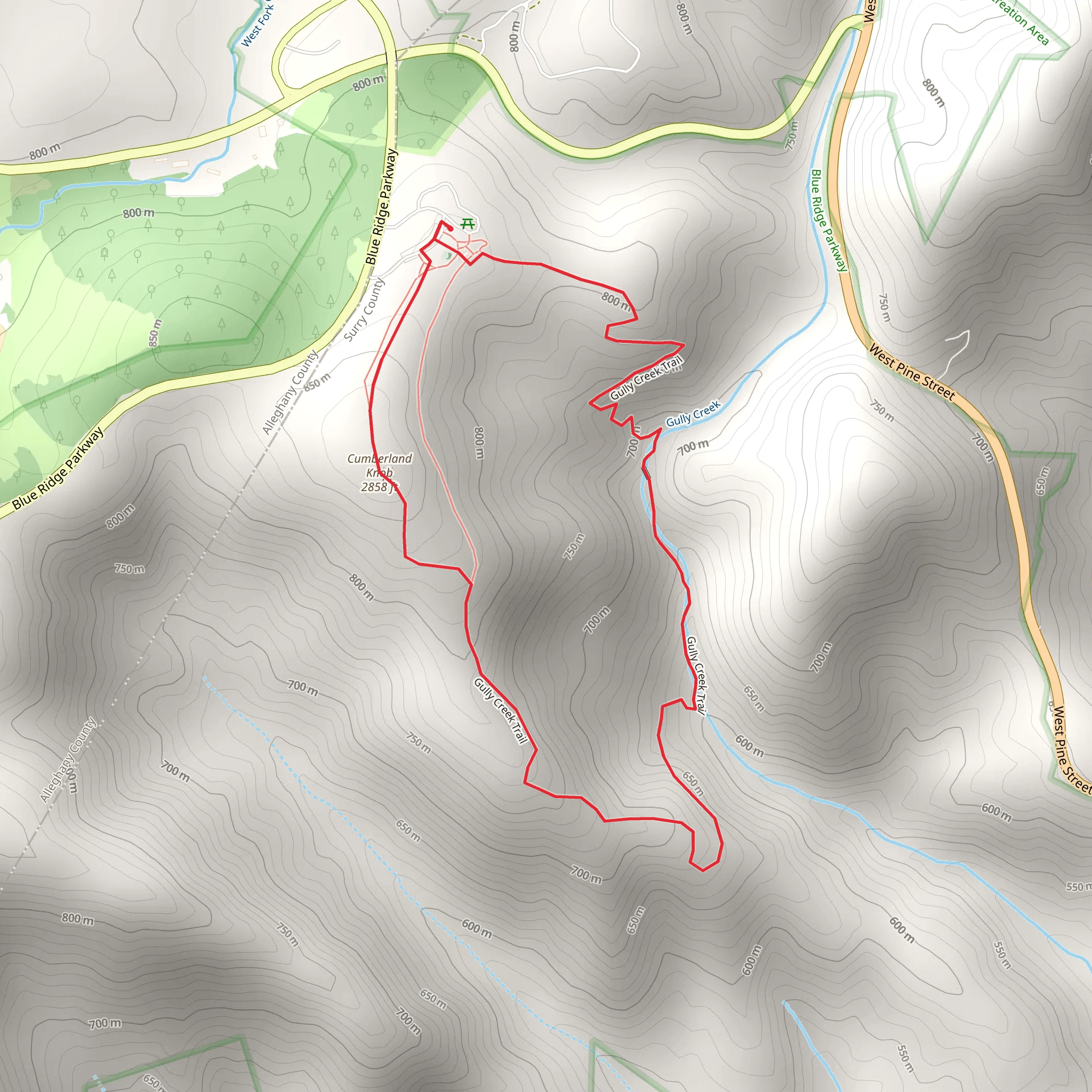Cumberland Knob Loop mobile static map