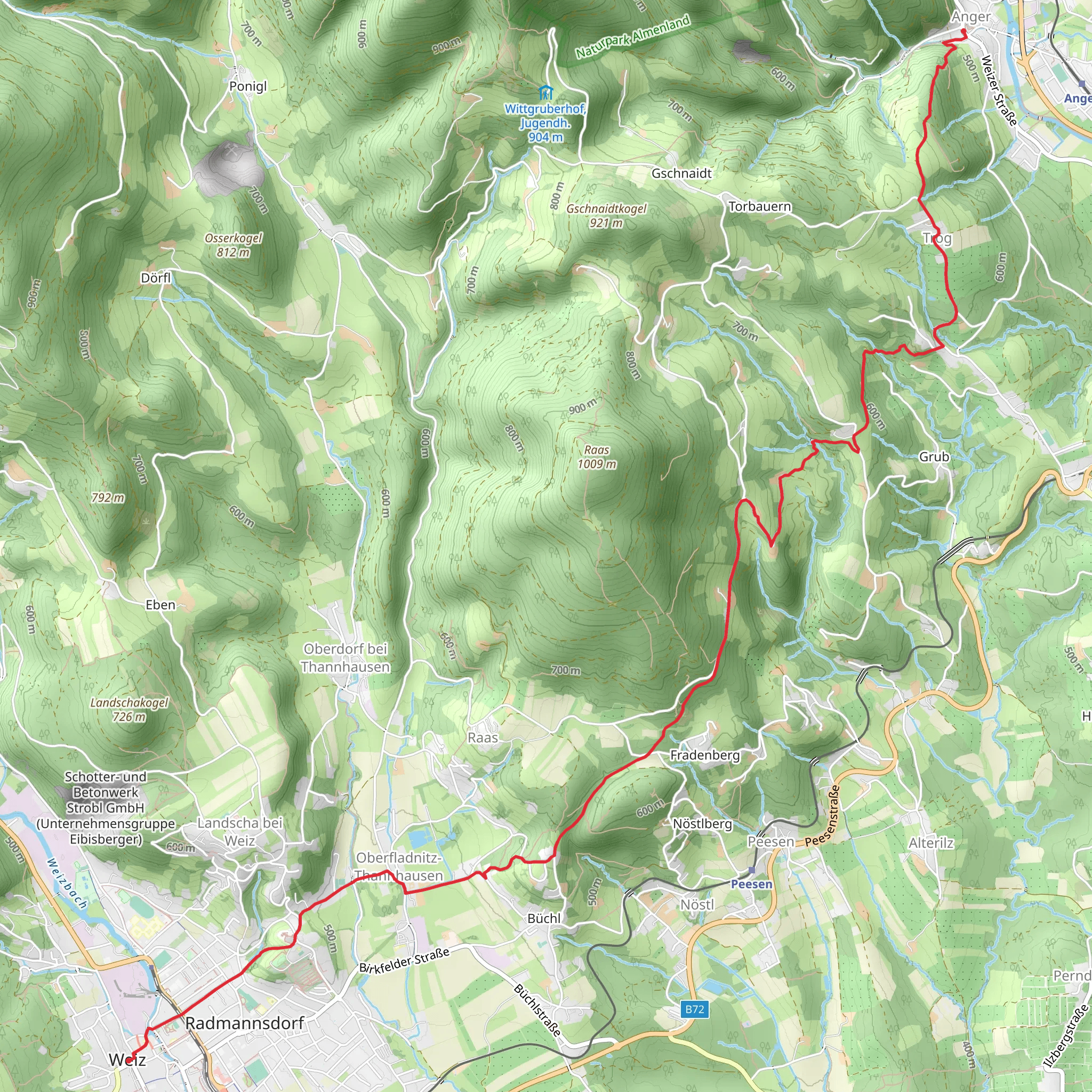 St Francis Way to Anger mobile static map