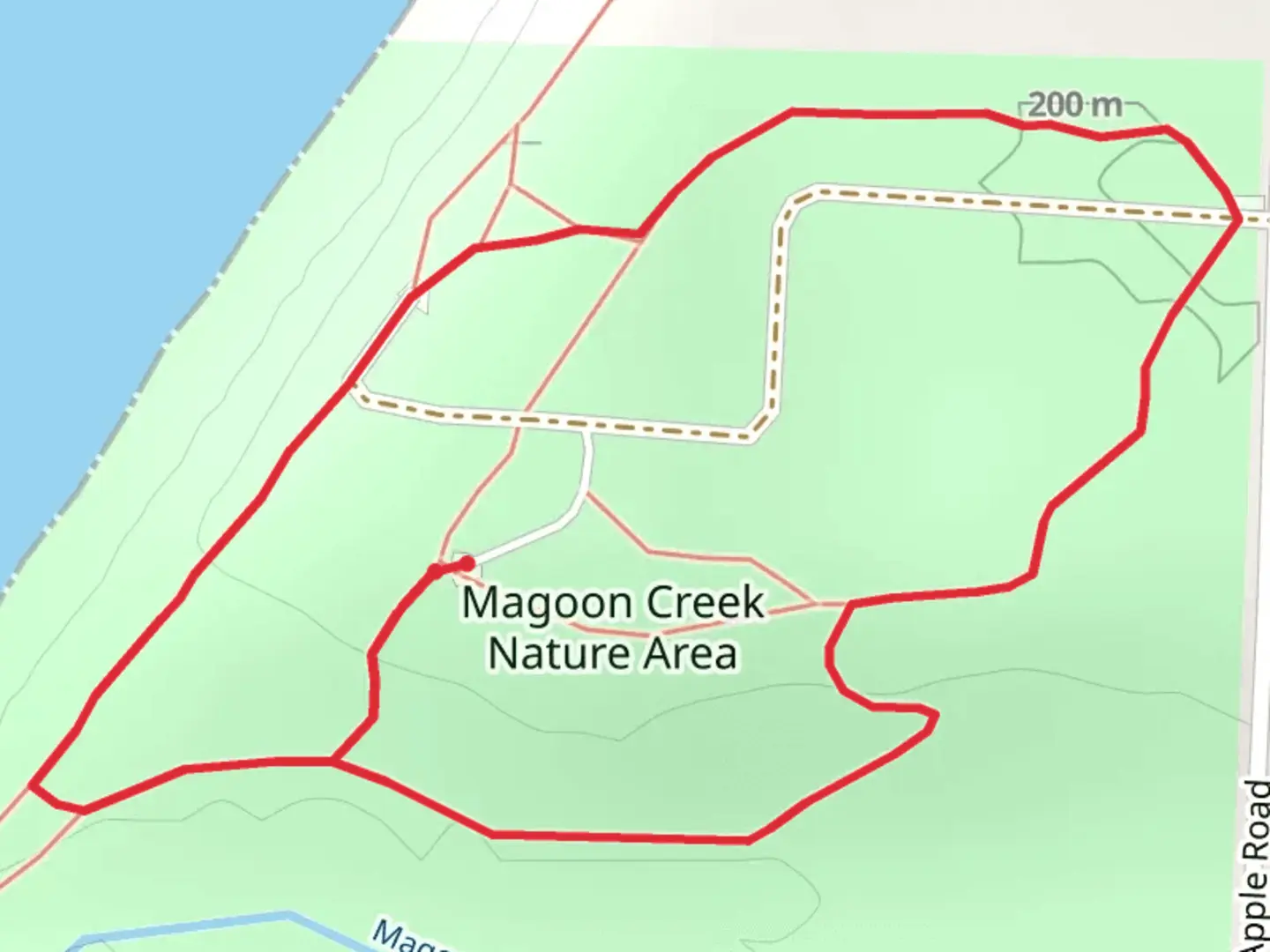 An image depicting the trail Magoon Creek Nature Area Loop and its surrounding area.