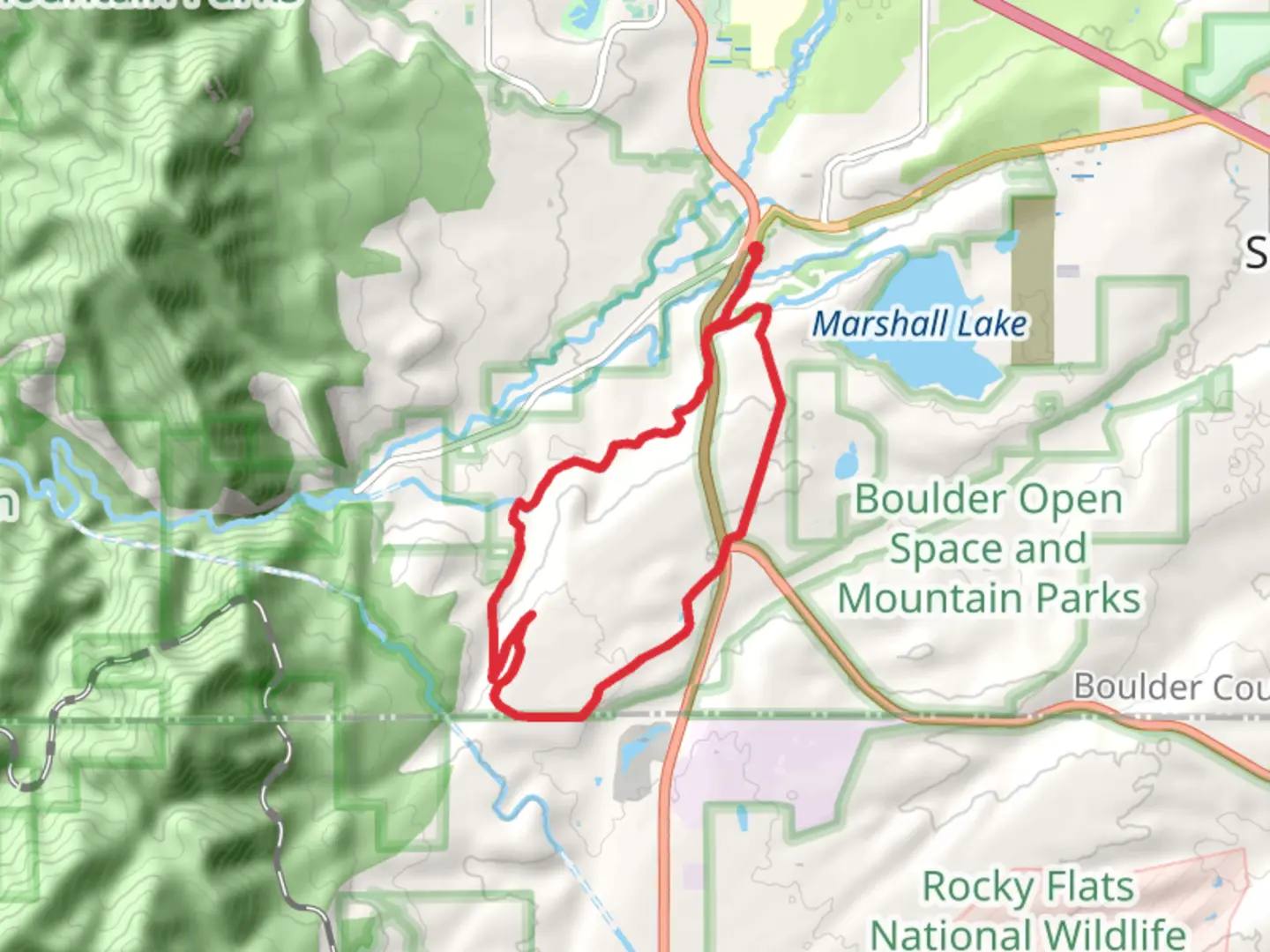 An image depicting the trail Community Ditch Loop Trail and its surrounding area.