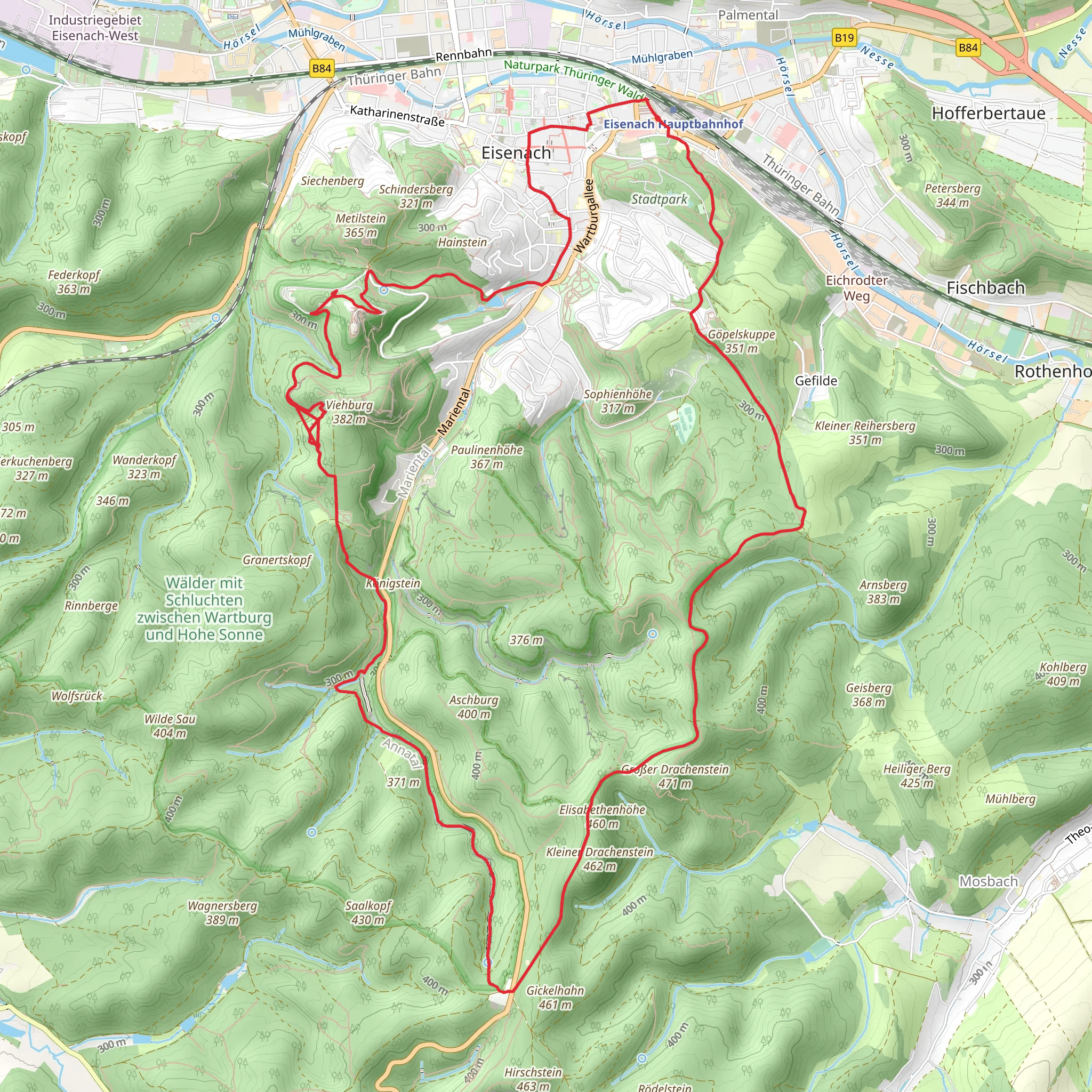 Eisenach and Drachenschlucht Loop mobile static map