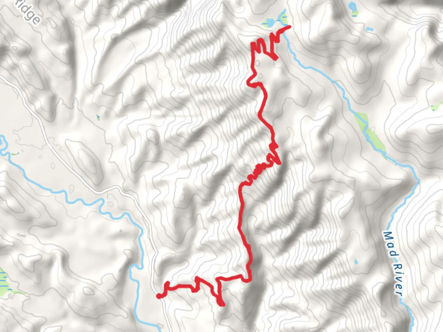 An image depicting the trail Alder Ridge - Mad River Trail and its surrounding area.