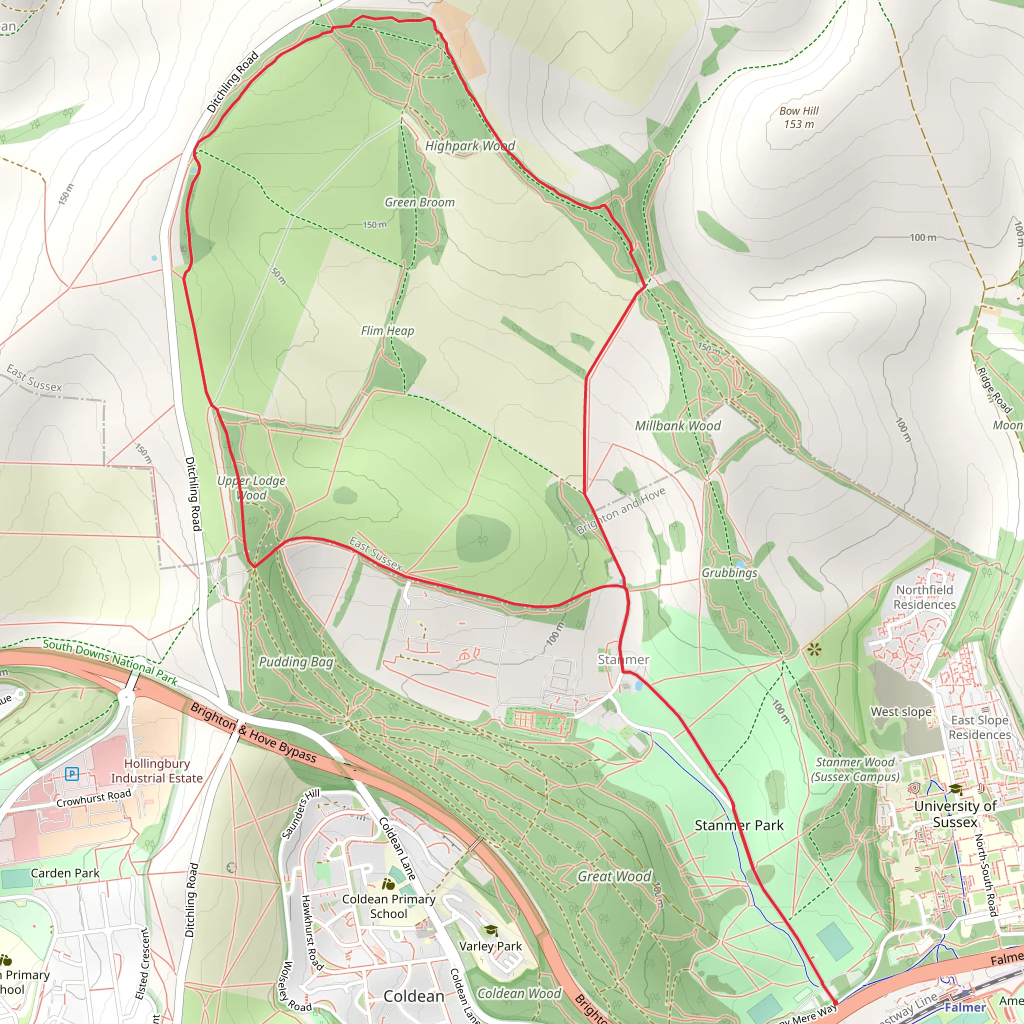Stanmer Park Walk mobile static map