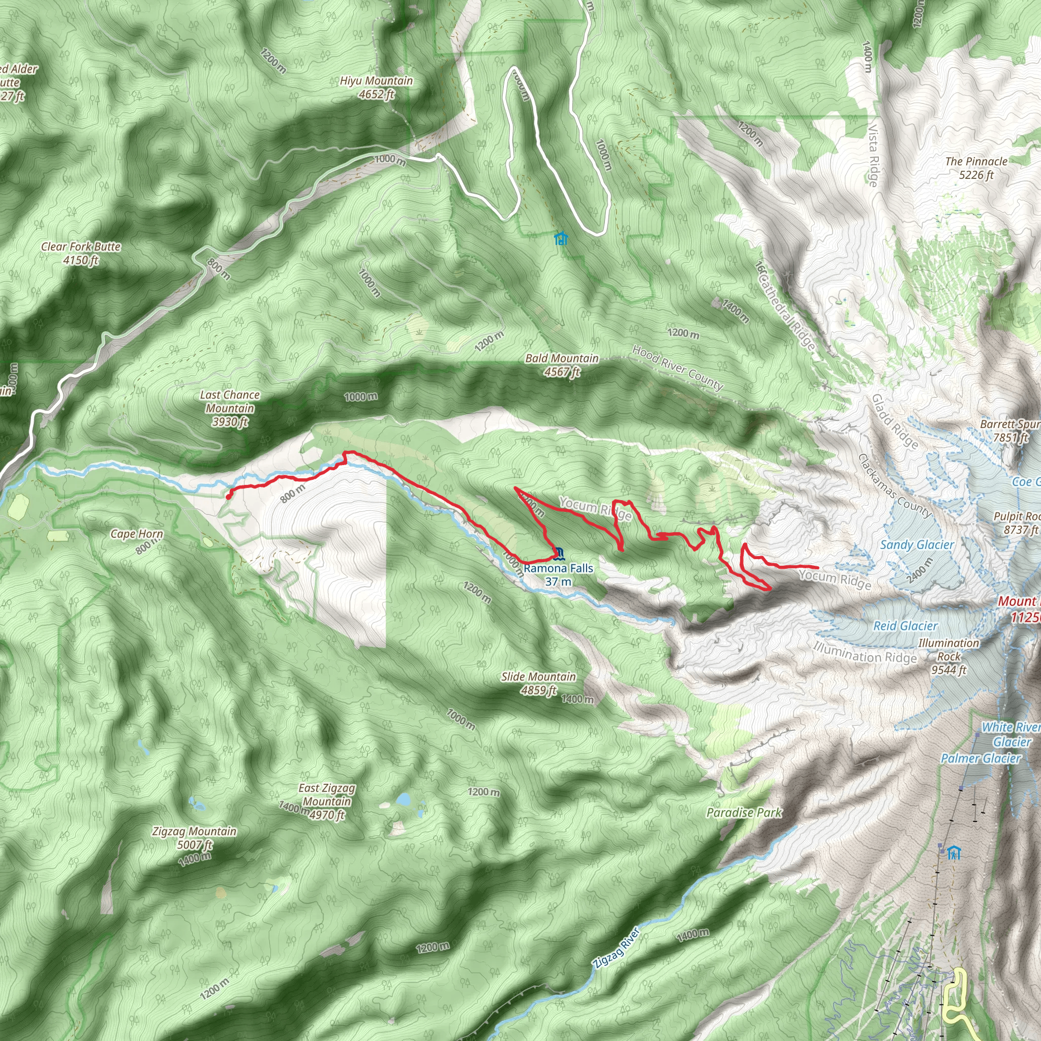 Sandy River Trail and Yocum Ridge Trail mobile static map