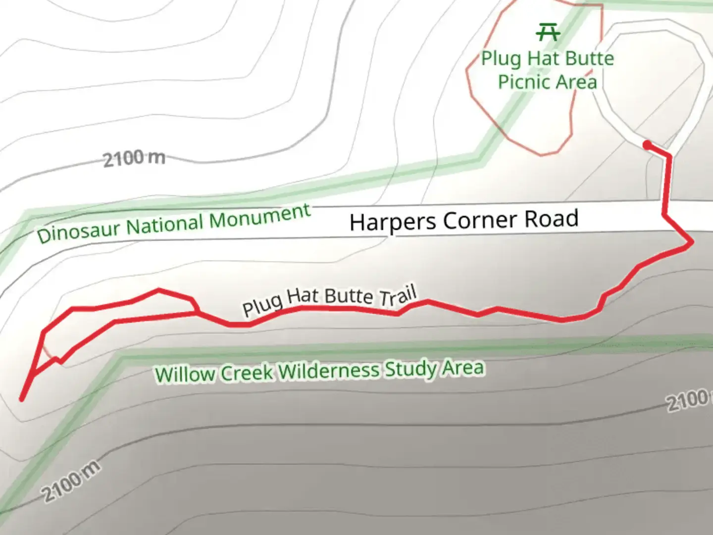 An image depicting the trail Plug Hat Butte Trail and its surrounding area.