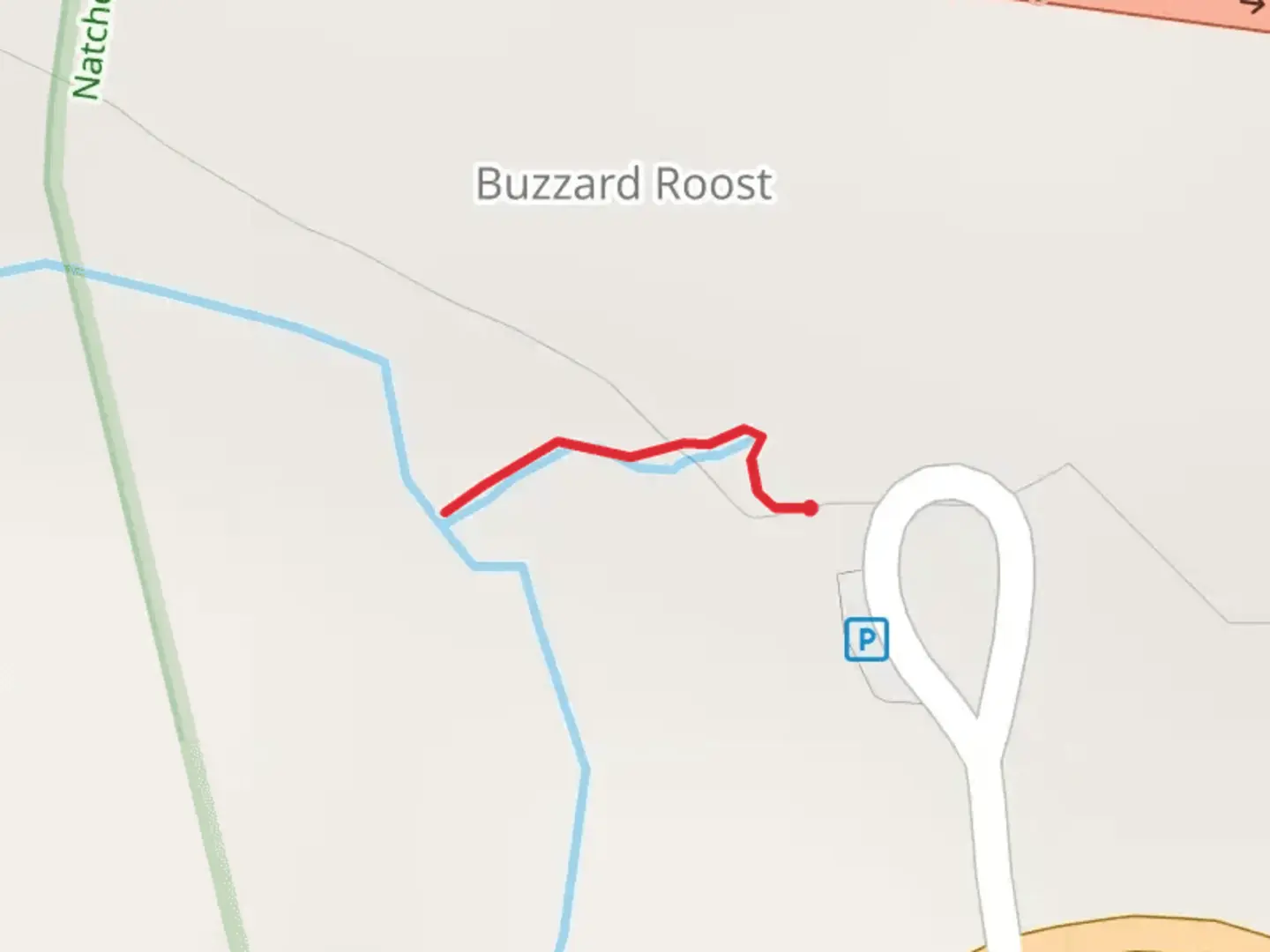 An image depicting the trail Buzzard Roost Spring and its surrounding area.