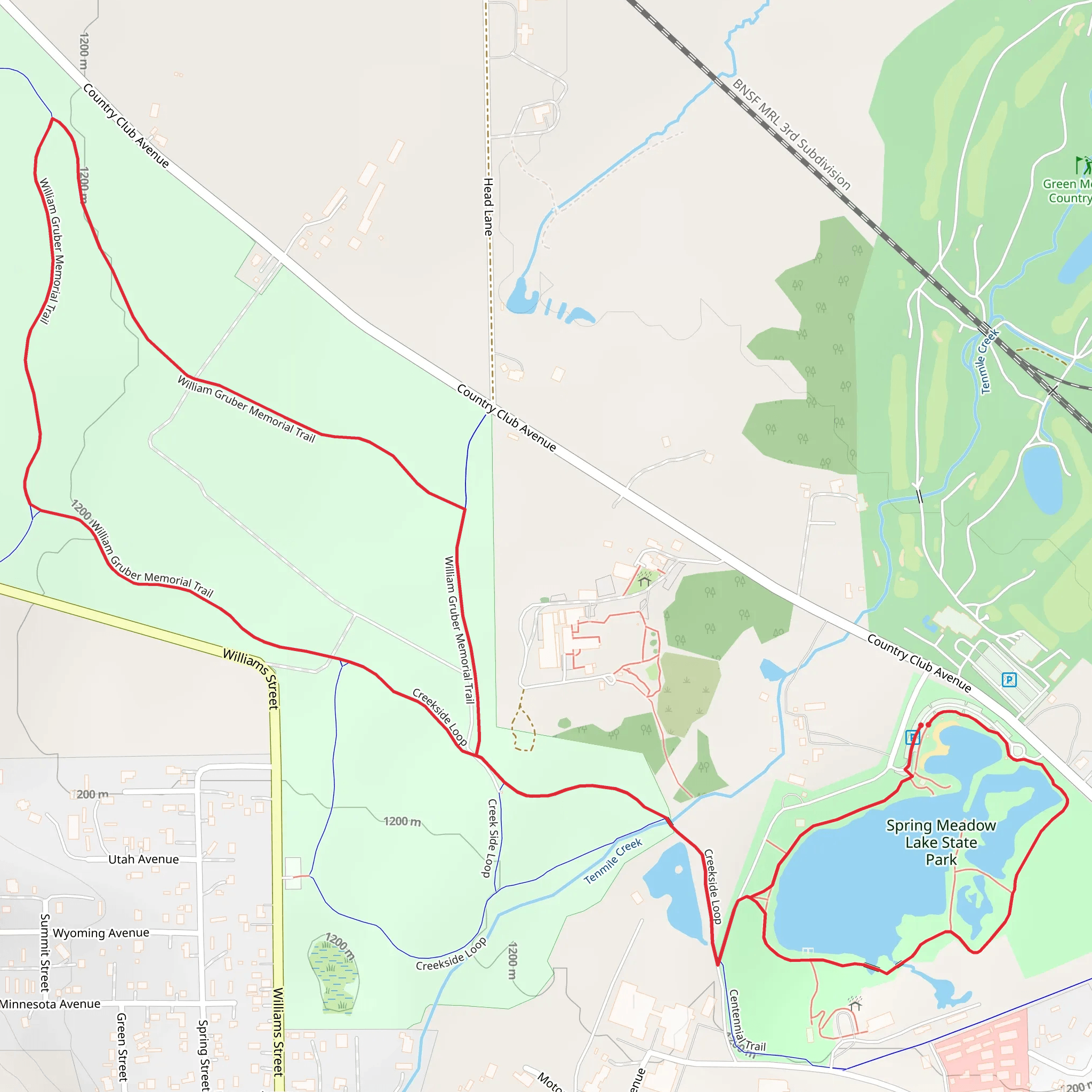 Spring Meadow Lake and William Gruber Loop Trail mobile static map
