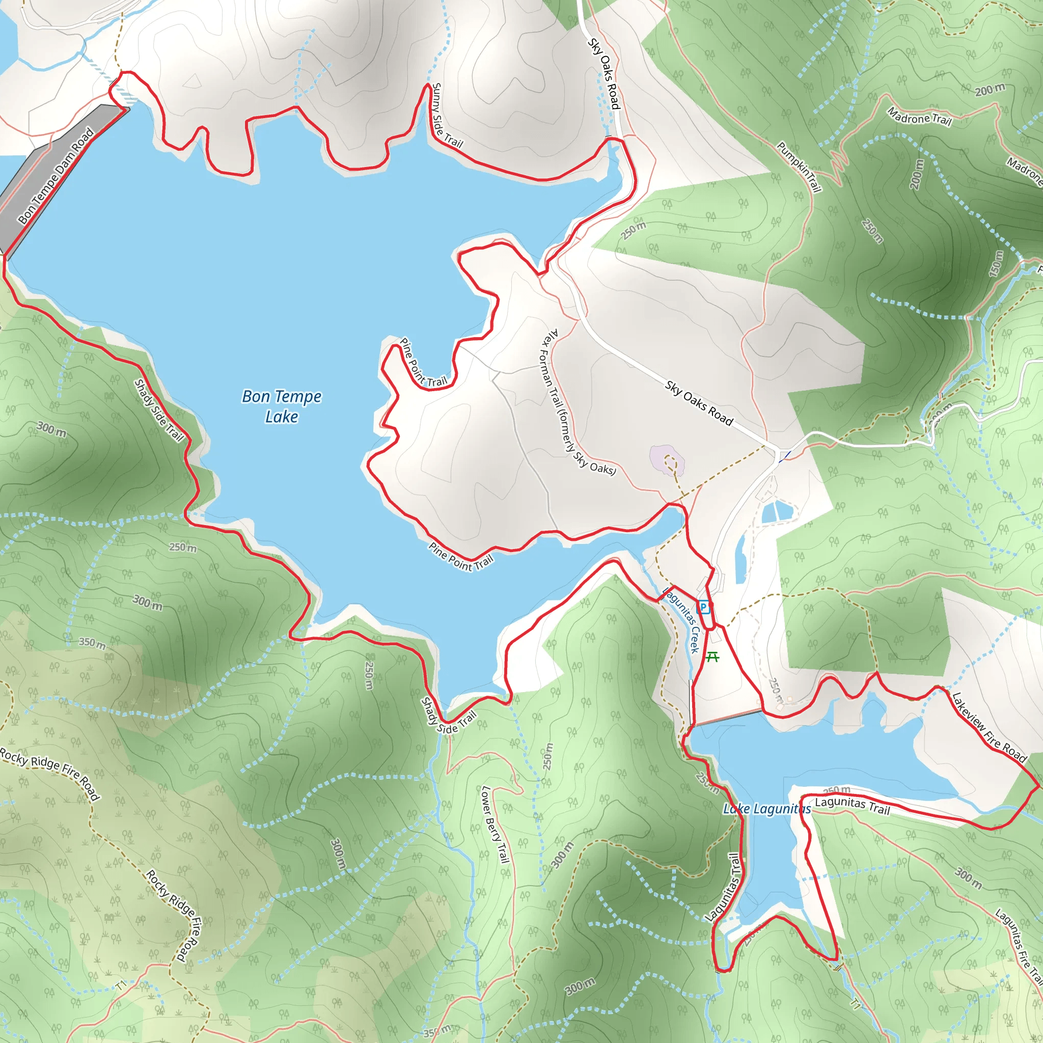 Bon Tempe and Lagunitas Lakes Loop mobile static map