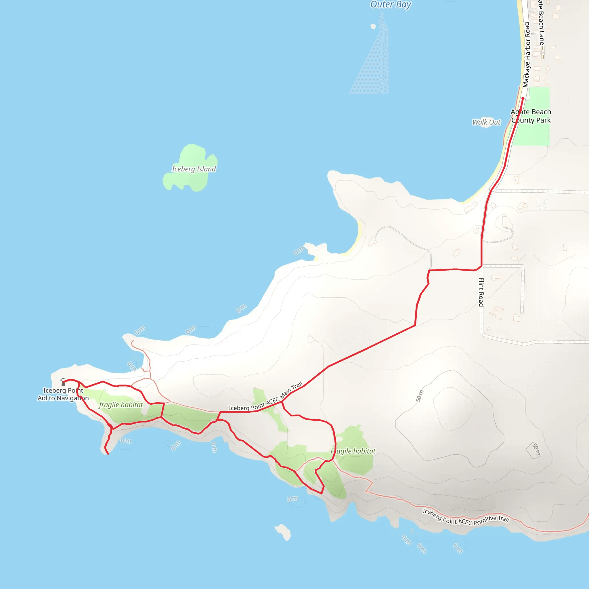 Iceberg Point and Iowa Rock Trail mobile static map