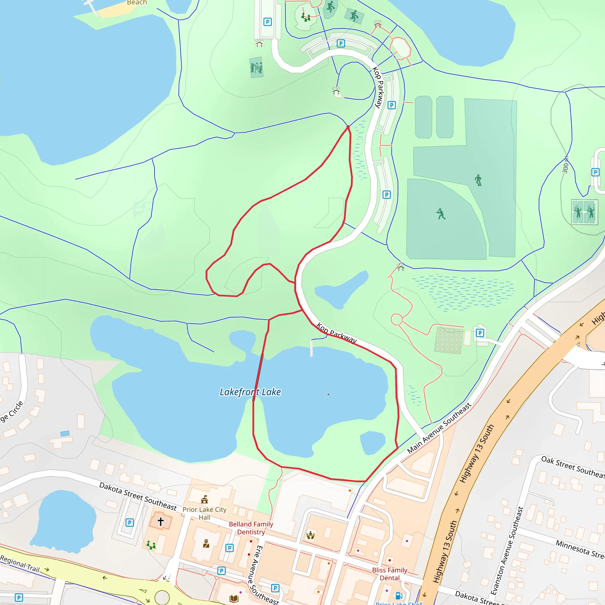Lakefront Park Loop mobile static map