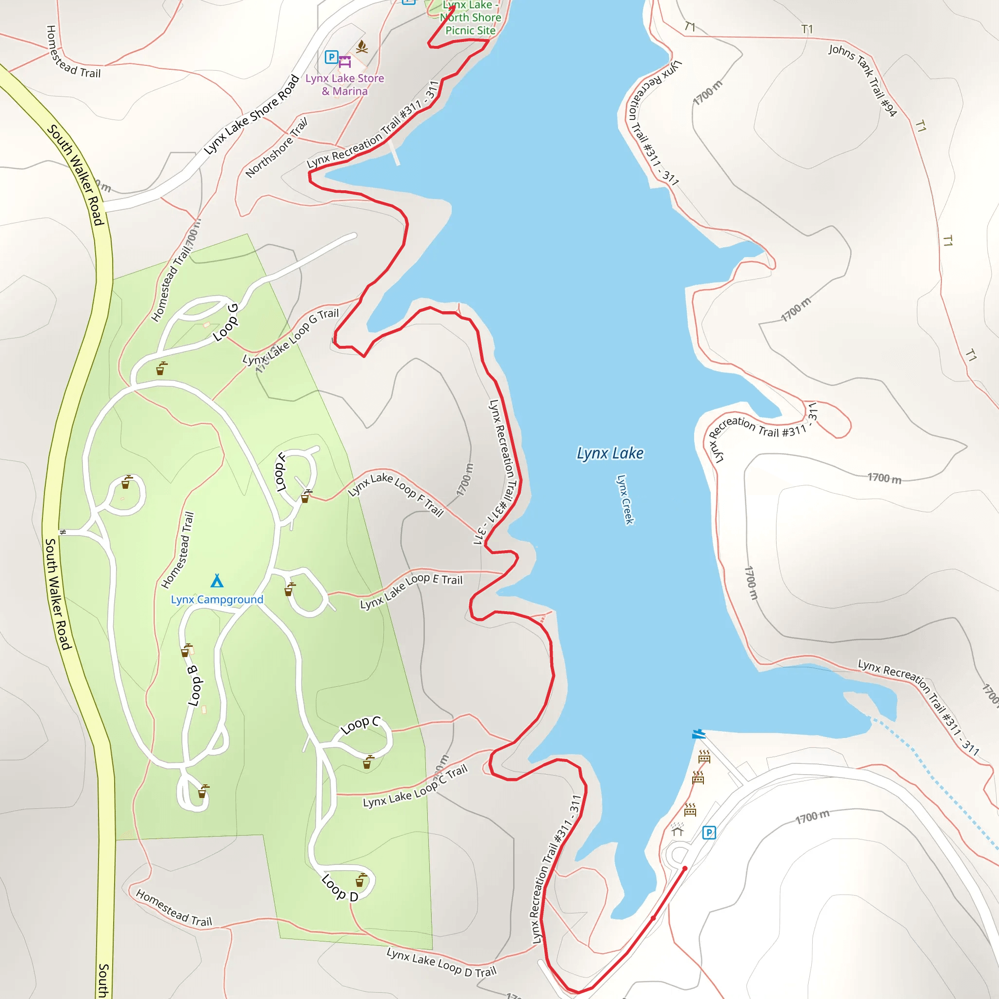 Lynx Lake Recreation Trail mobile static map
