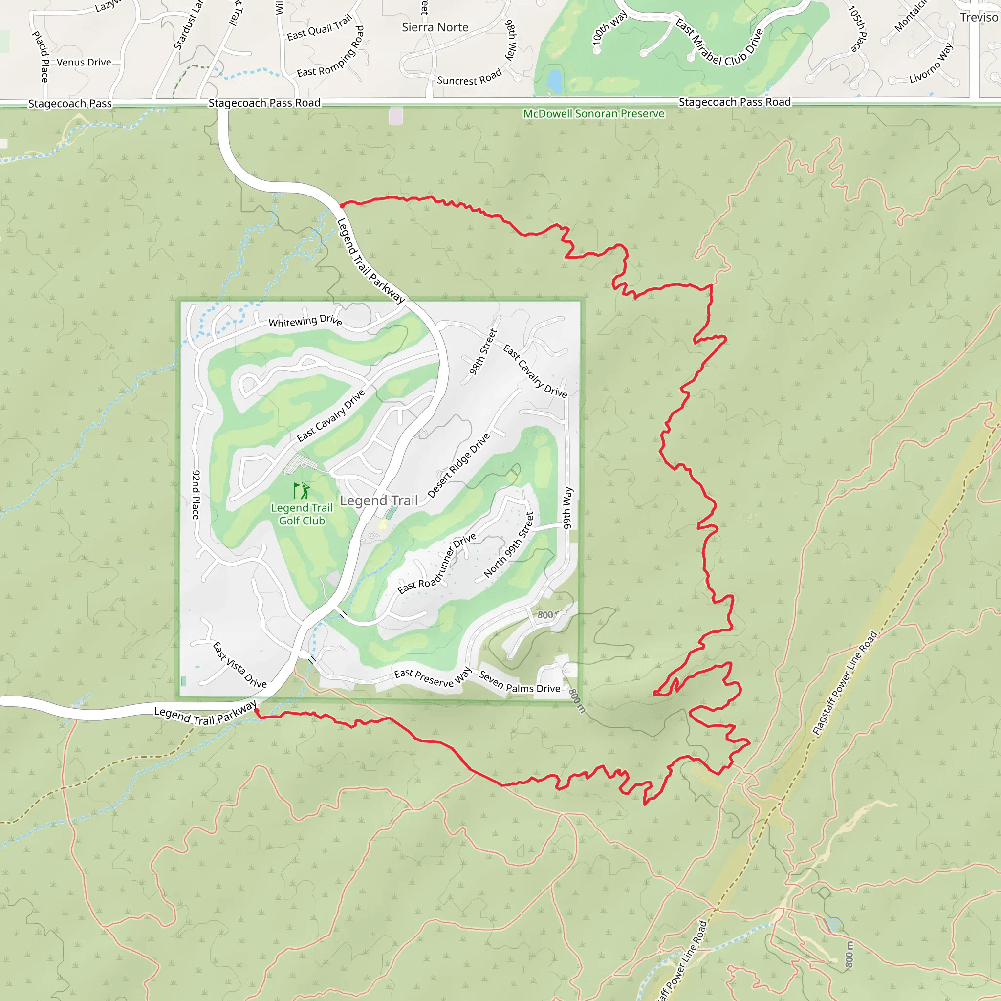 Own Hoot Trail, Stagecoach Trail and Legend Trail Parkway mobile static map