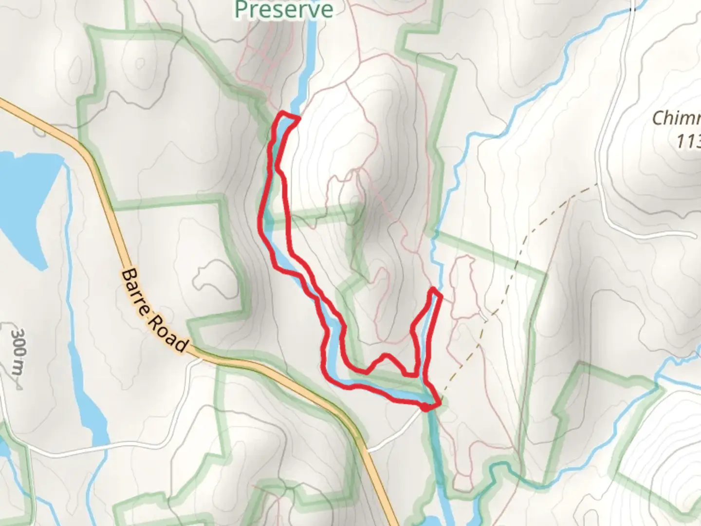 An image depicting the trail Moccasin Brook and East Branch Swift River and its surrounding area.
