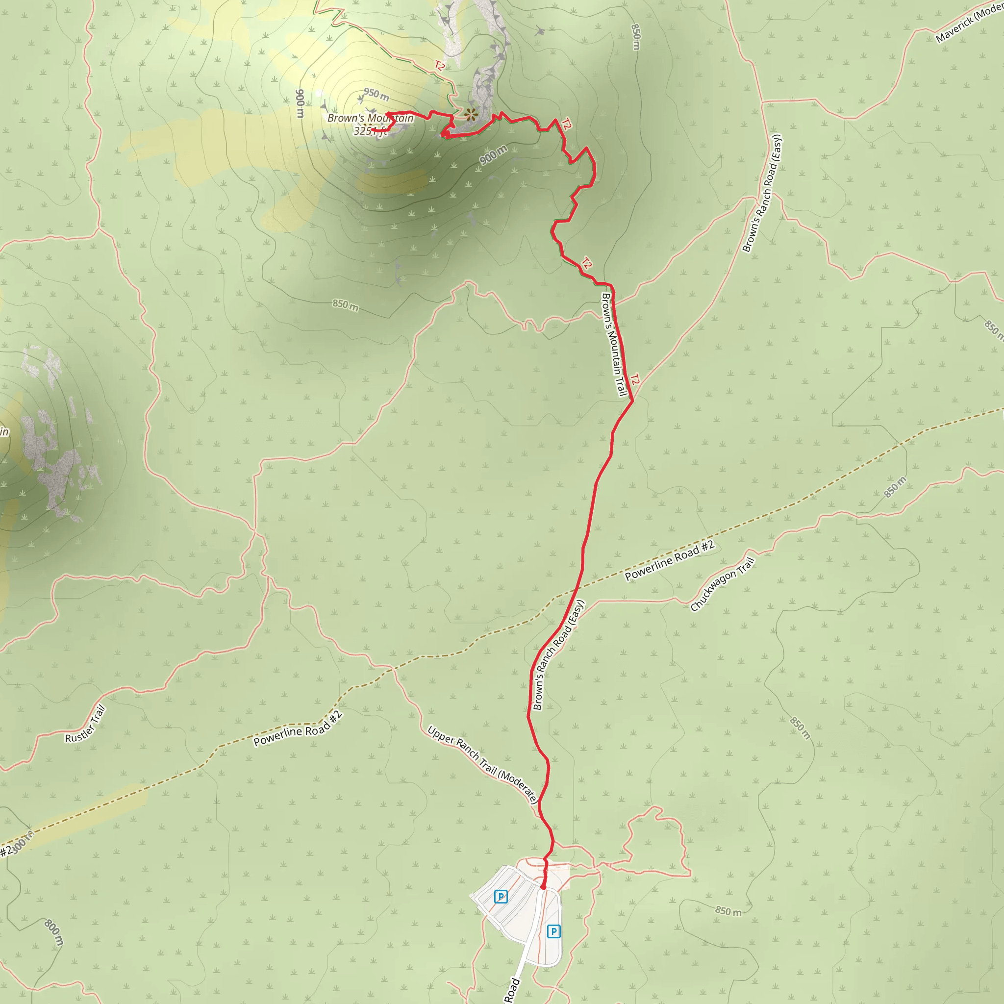 Brown's Mountain via Brown's Ranch Road mobile static map