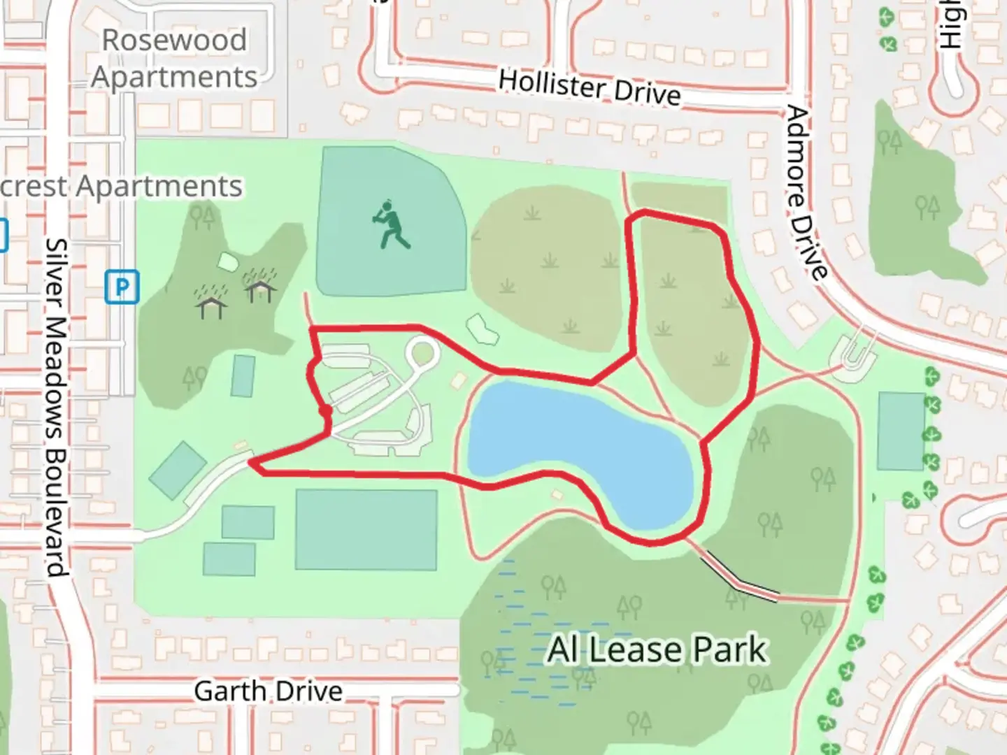 An image depicting the trail Al Lease Park Loop and its surrounding area.