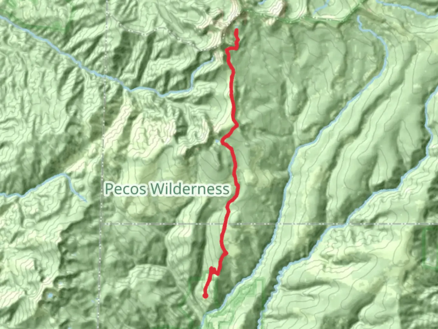 An image depicting the trail Truchas Lake via Beatty's Trail and its surrounding area.