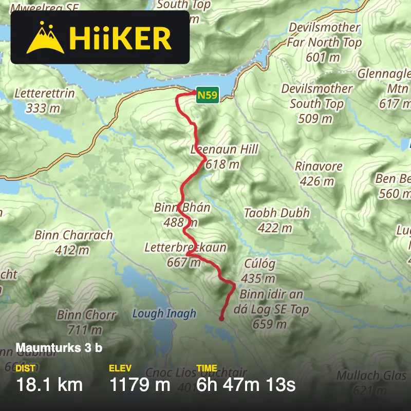 A map preview of the recording Maumturks 3 b.